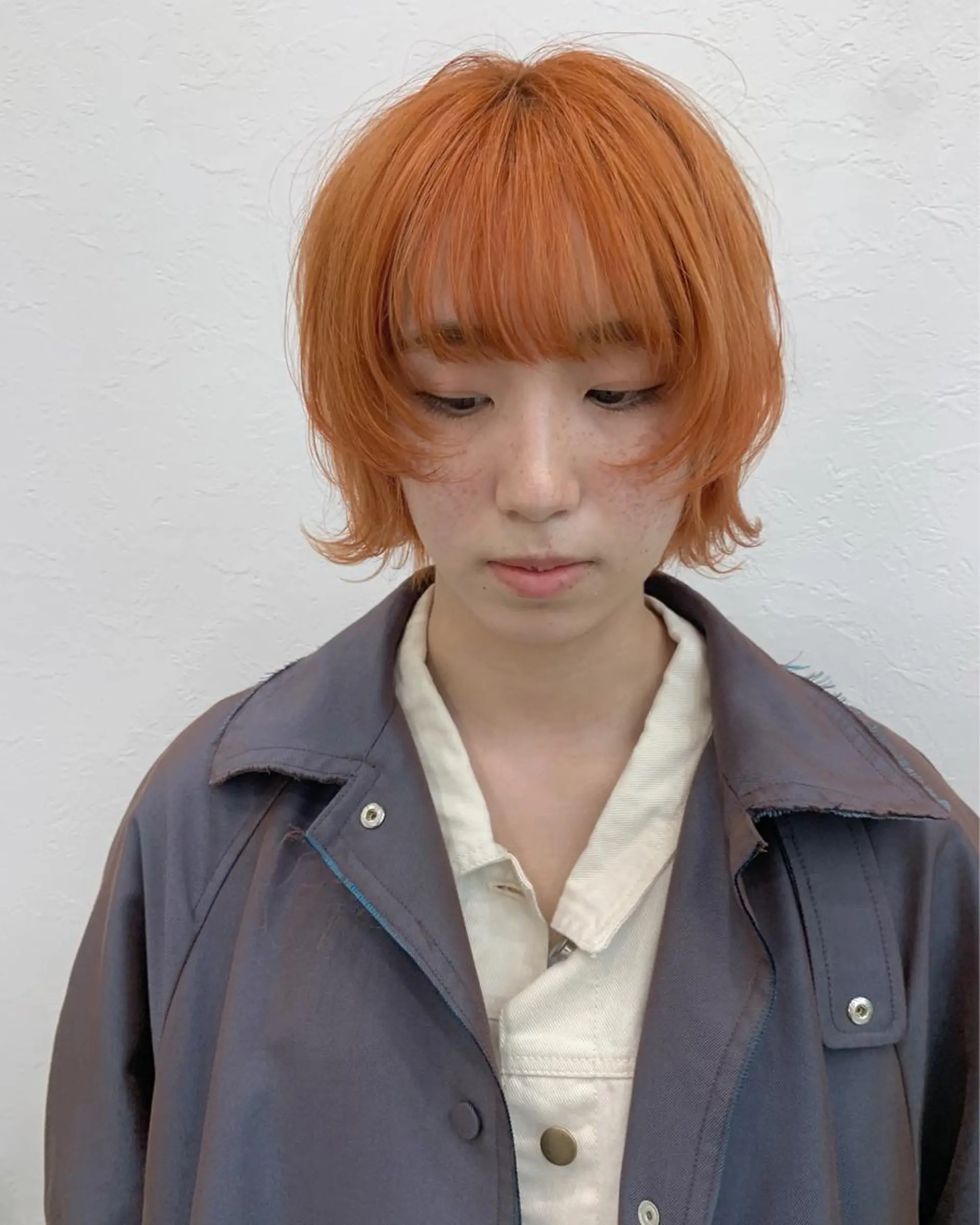 ショート カラー ブリーチ オレンジ ショートヘア ウルフカット kitagawa mayuのヘアスタイル