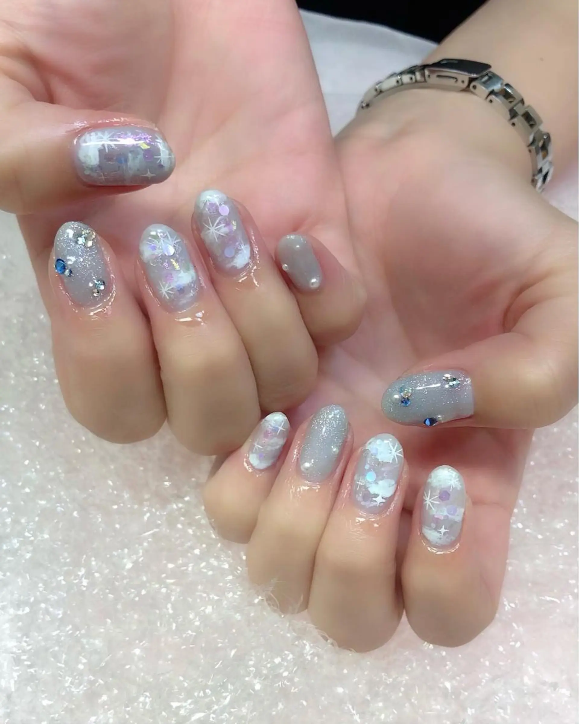 ネイル ブルー マグネットネイル ニュアンスネイル 梅津 郁美のネイルデザイン