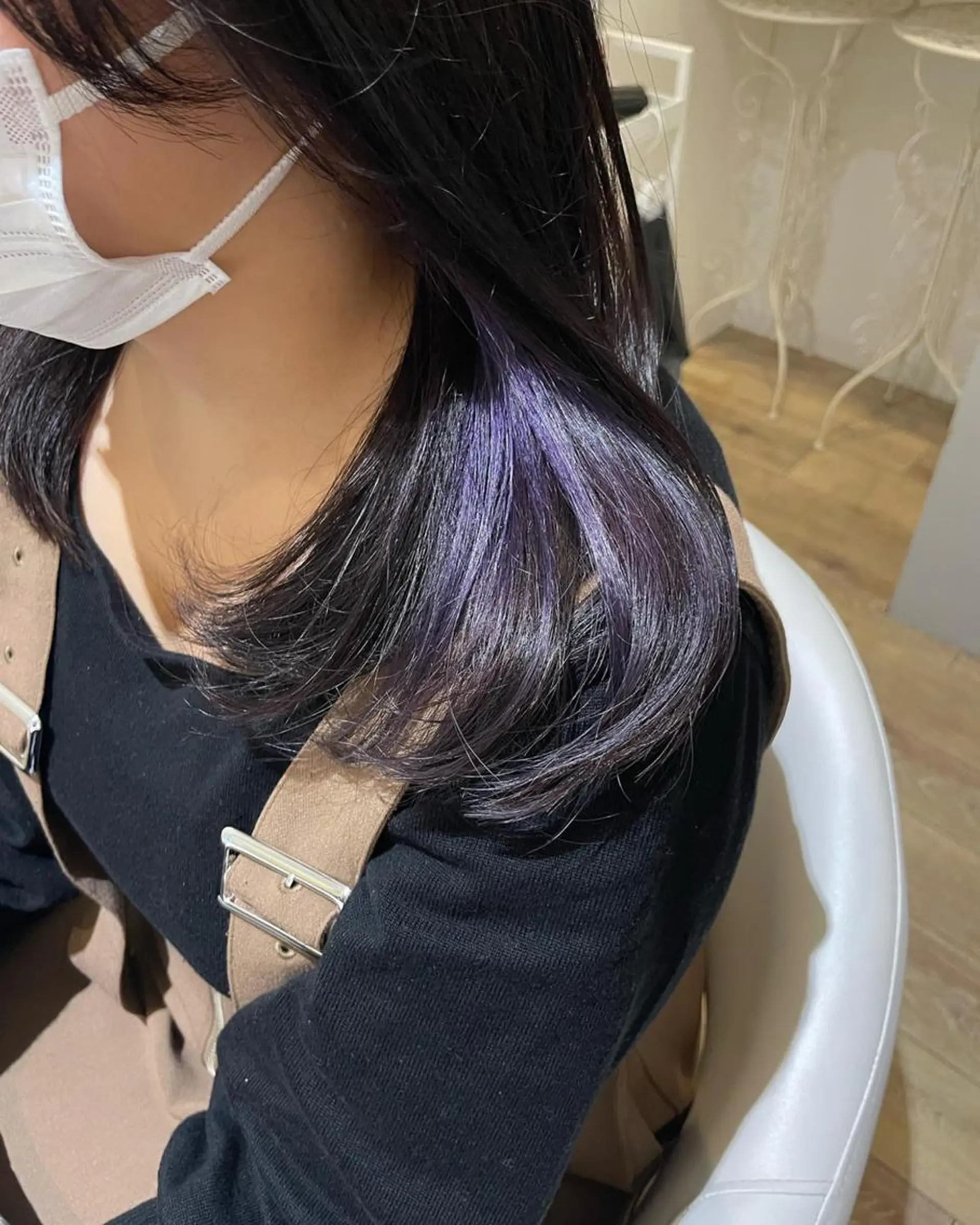 ミディアム カラー パーマ ヘアアレンジ メンズ キッズ ネイル マツエク・マツパ メンズインナーカラー インナーカラー パープルカラー パープル 🫧垢抜けヘア🫧 SHIORIのヘアスタイル