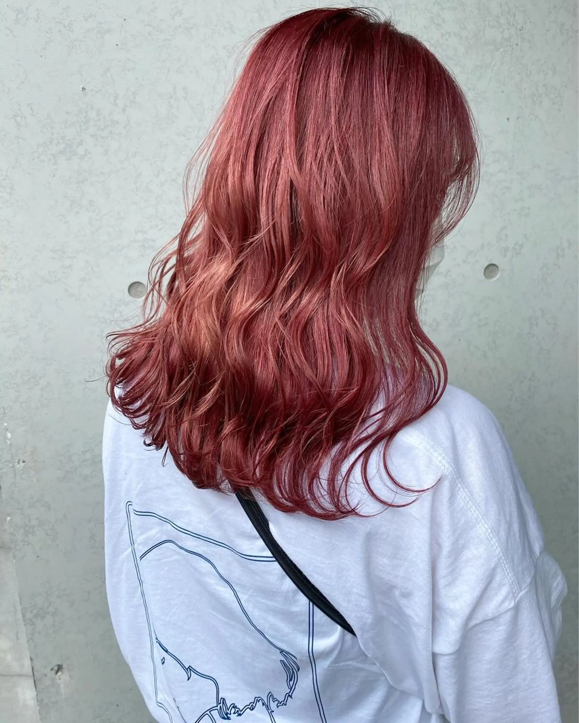 セミロング カラー ヘアアレンジ ピンクカラー ブリーチダブルカラー ハイライト/山本喜熙のヘアスタイル