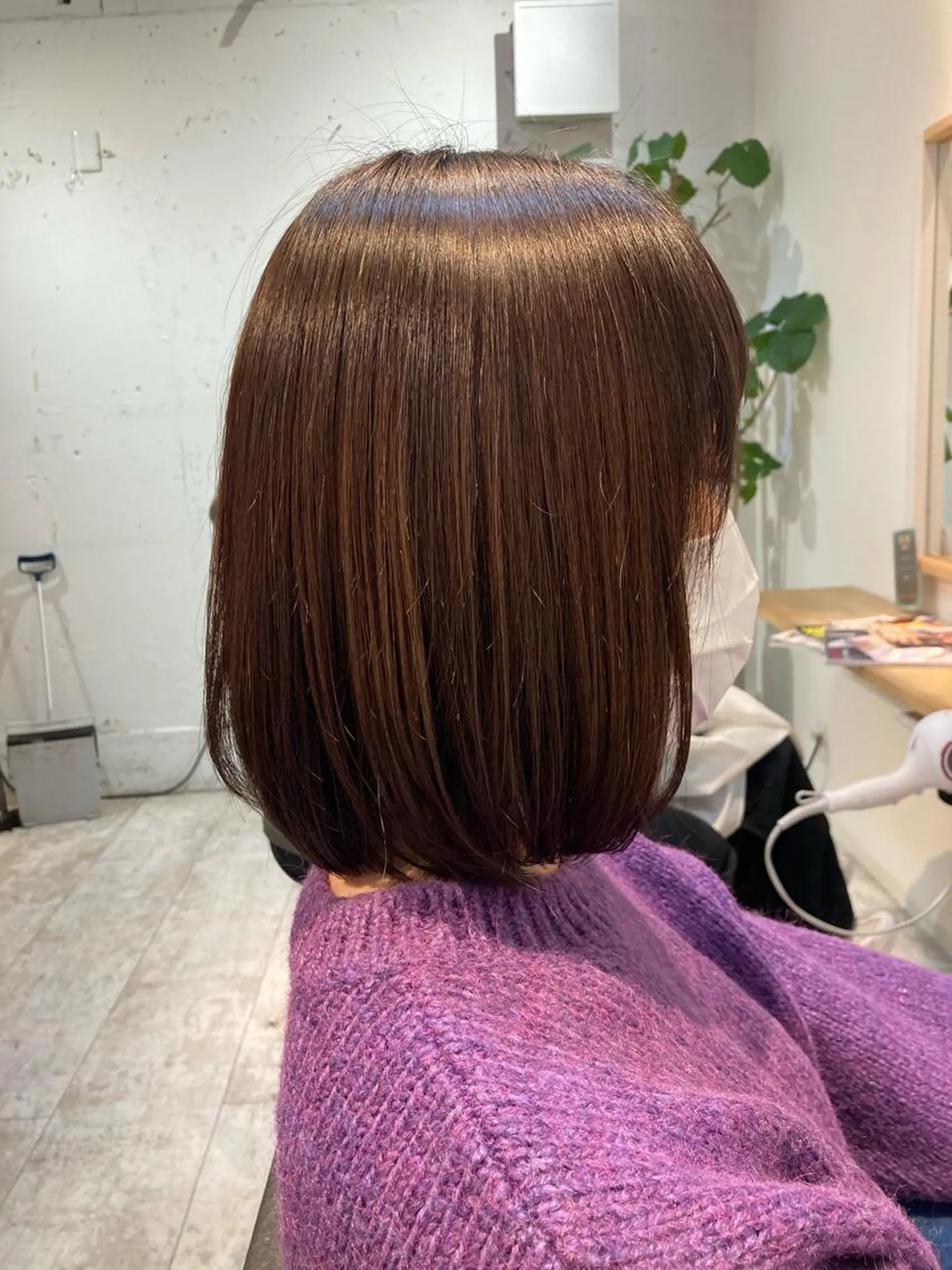 ミディアム カラー ブラウンカラー ピンクカラー ピンクブラウン ボブ カット ヘアカラー トリートメント 【女性指名No.1】 西口直子のヘアスタイル
