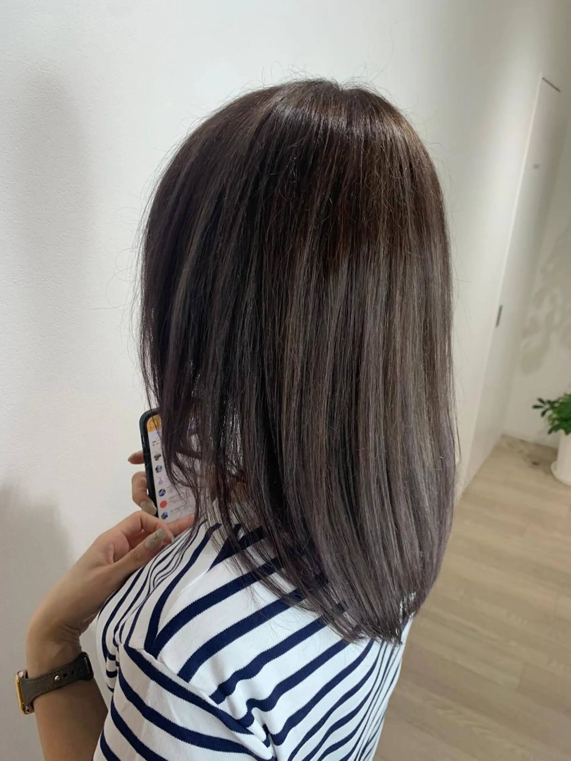 ミディアム カラー ケアブリーチ、パーマ 田中千隼のヘアスタイル