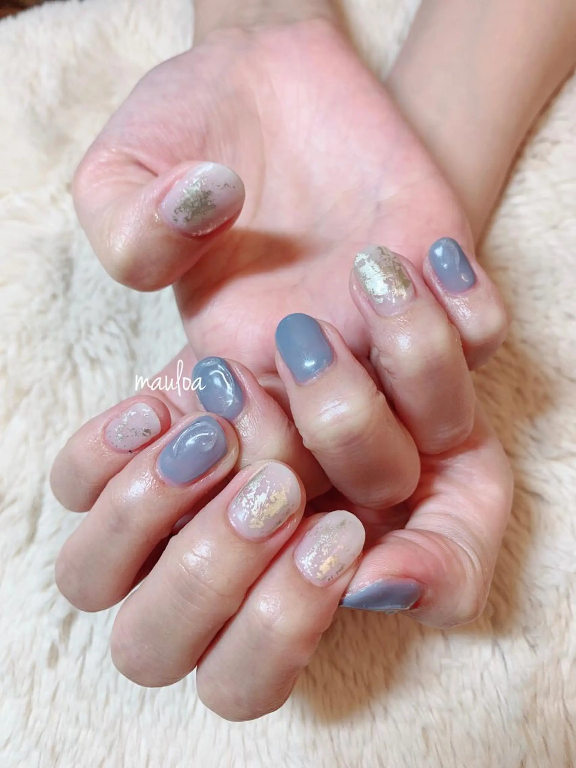 ネイル ブルー ニュアンスネイル ホワイト pipi ..のネイルデザイン