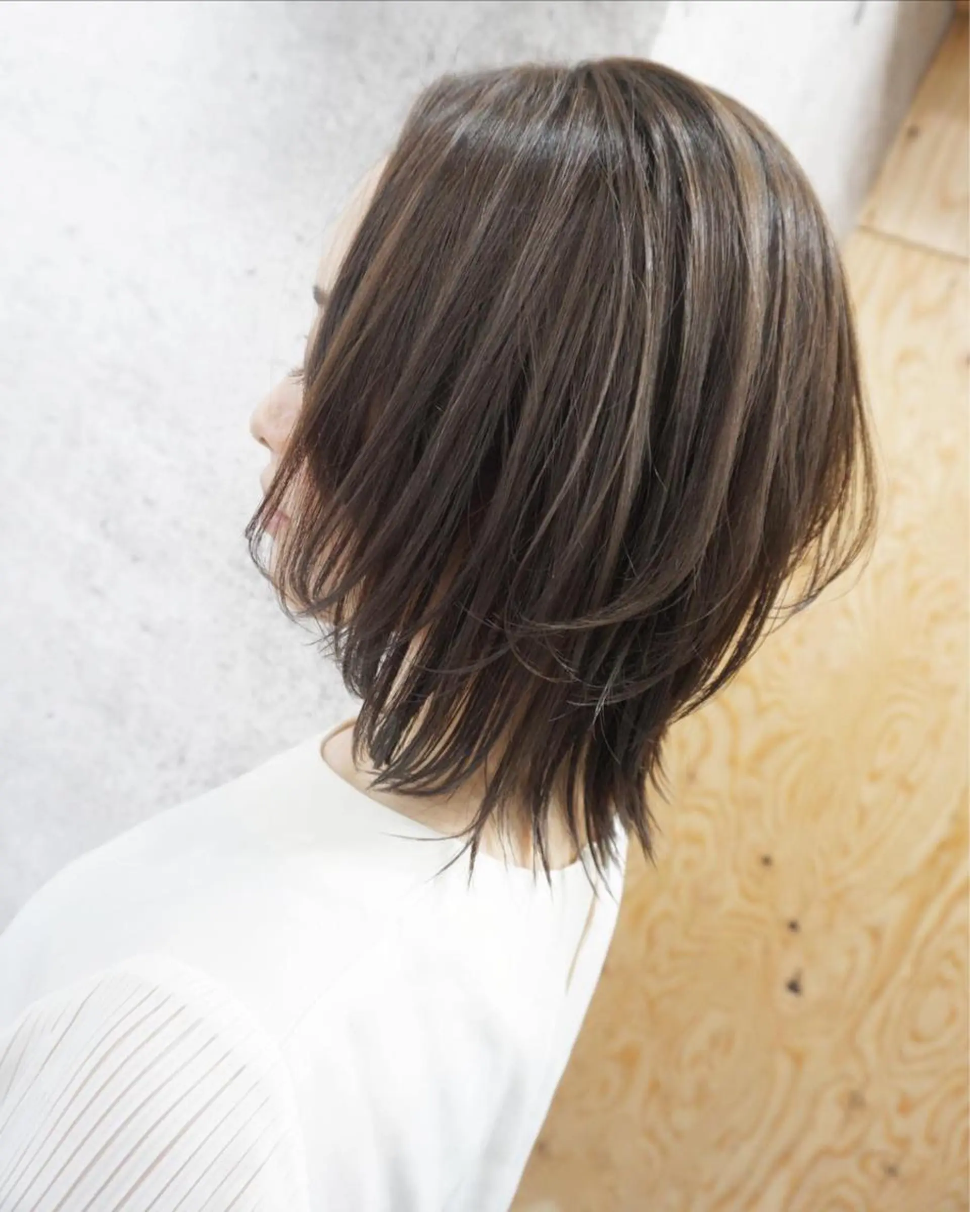 ミディアム ボブレイヤー ボブ 髪質改善 レイヤーカット カット hair teria ryu 大塚のヘアスタイル