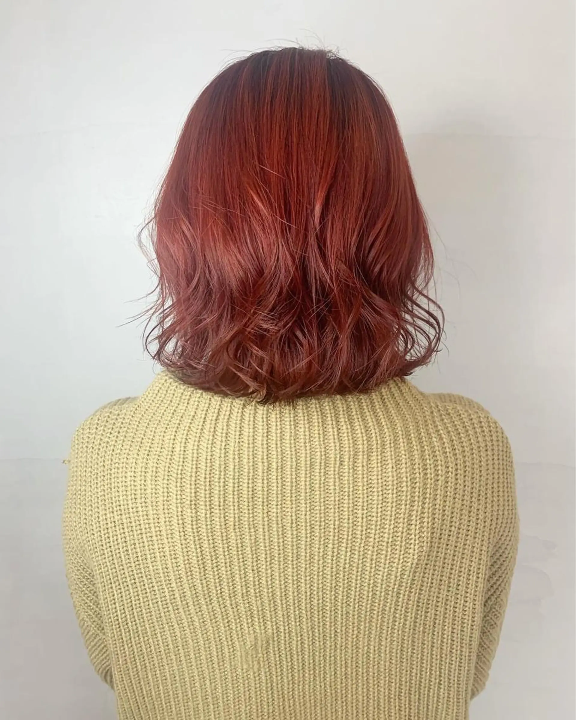 ミディアム カラー レッドカラー 田中大星 /ボブ 縮毛矯正のヘアスタイル