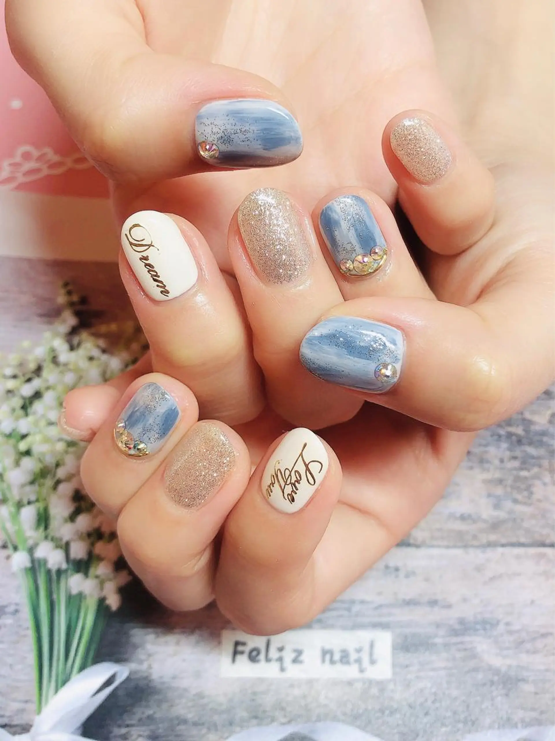 ネイル ブルー ジェルネイル ニュアンスネイル パラジェル ハンドネイル ユキカ （ネイリスト）のネイルデザイン