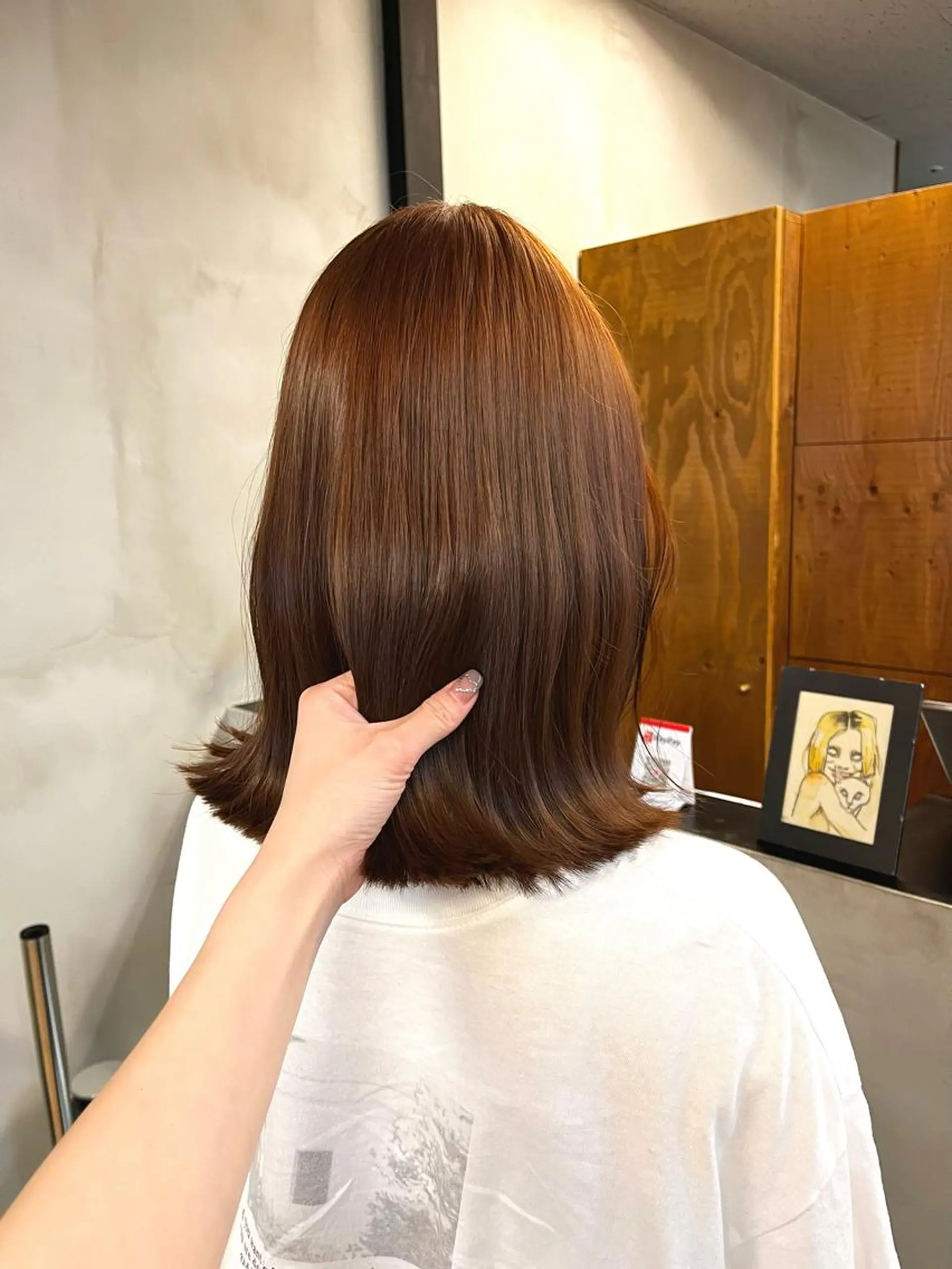 ミディアム カラー ヘアアレンジ ブリーチ ダブルカラー ブリーチなしカラー カット ヘアカラー トリートメント ena/ブリーチなし 透明感・レイヤー🎀のヘアスタイル