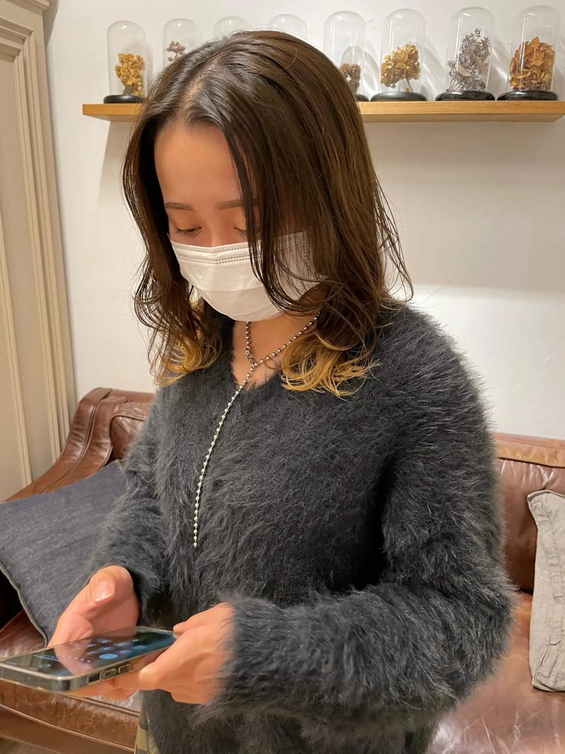 セミロング カラー ヘアアレンジ 小顔レイヤー×コンパ クトボブ/林隆平のヘアスタイル