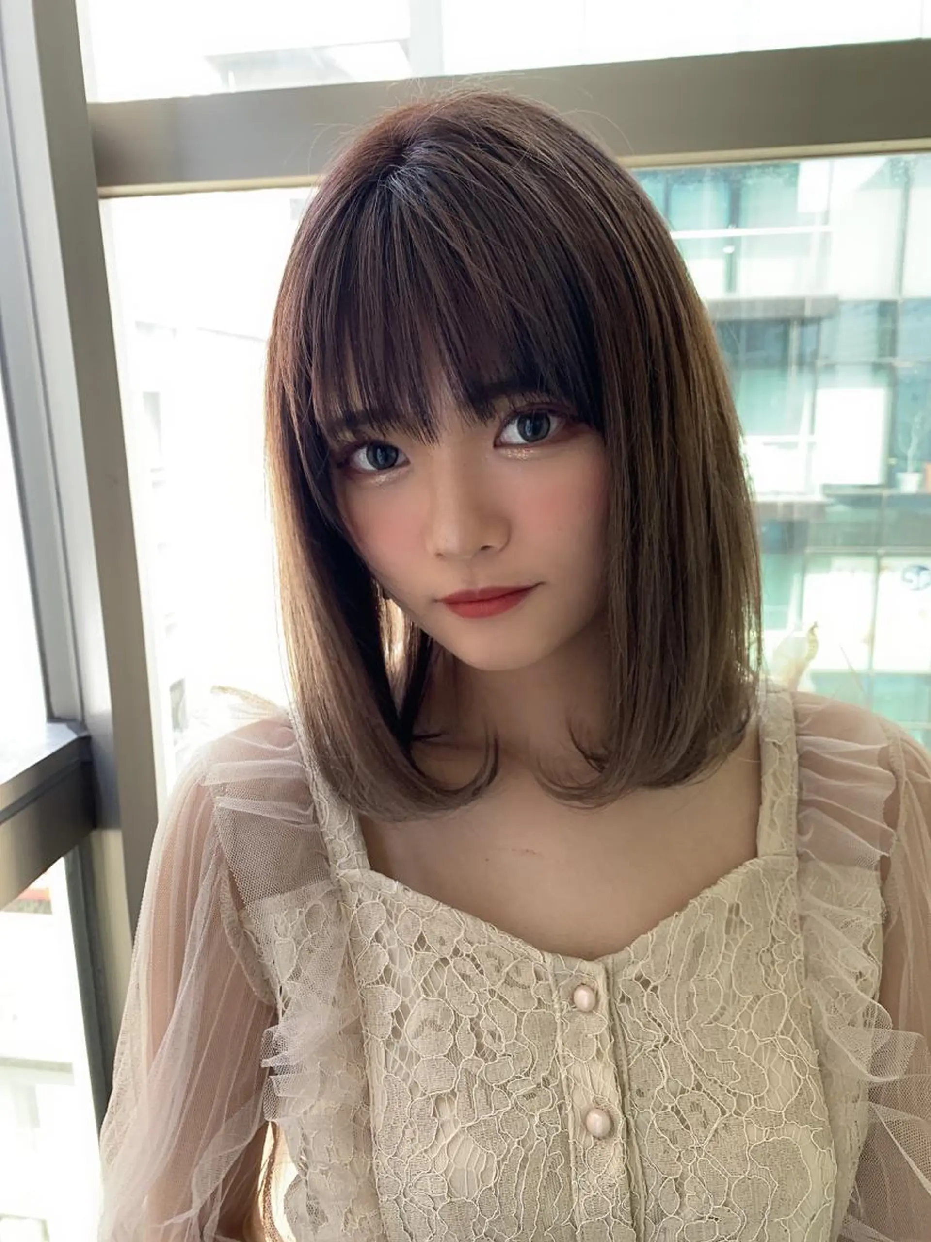 ミディアム カラー カット ヘアカラー トリートメント レイヤーカット/ 顔周り 五島巨幹のヘアスタイル