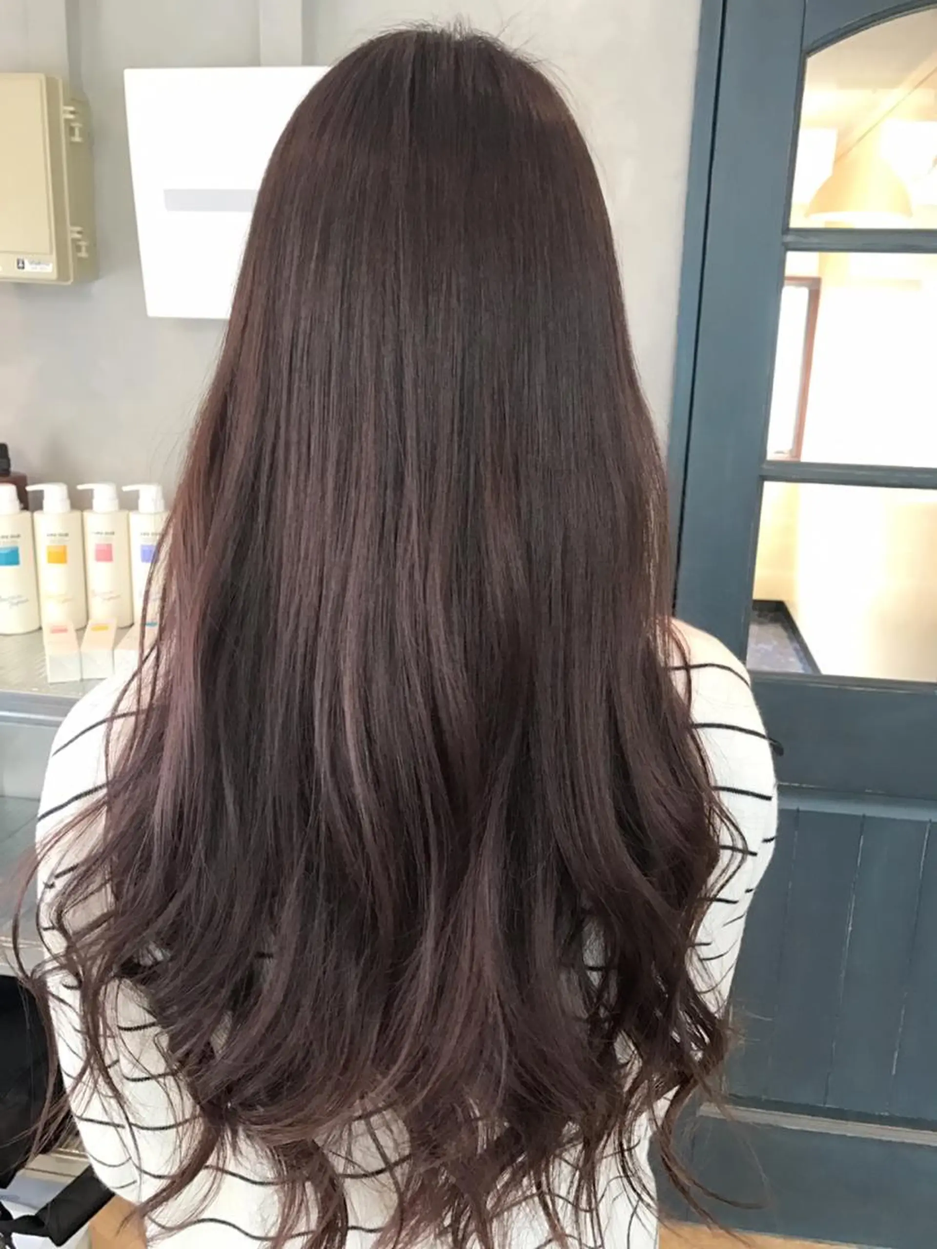 ロング カラー パーマ グレージュ ピンクカラー タカサキ ケイタのヘアスタイル