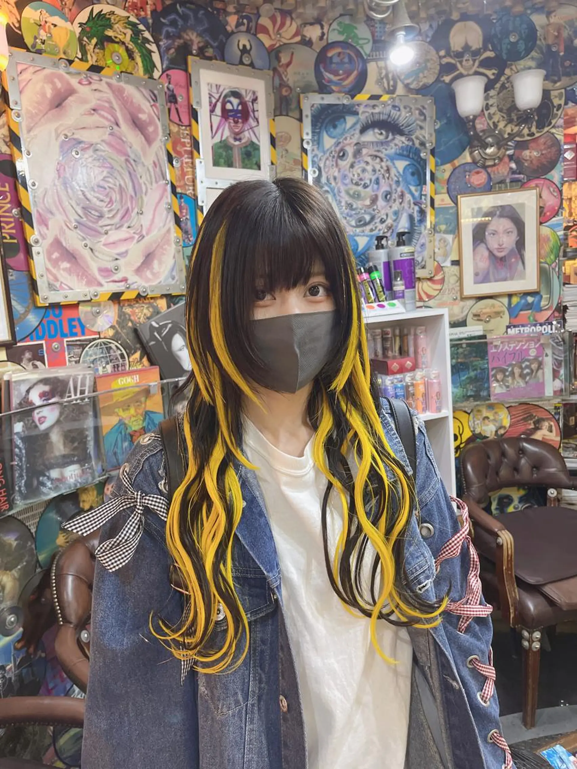 セミロング カラー ヘアアレンジ 黒髪 ウルフカット 🌈派手髪エクステ ブレイズ🌈ひろとのヘアスタイル