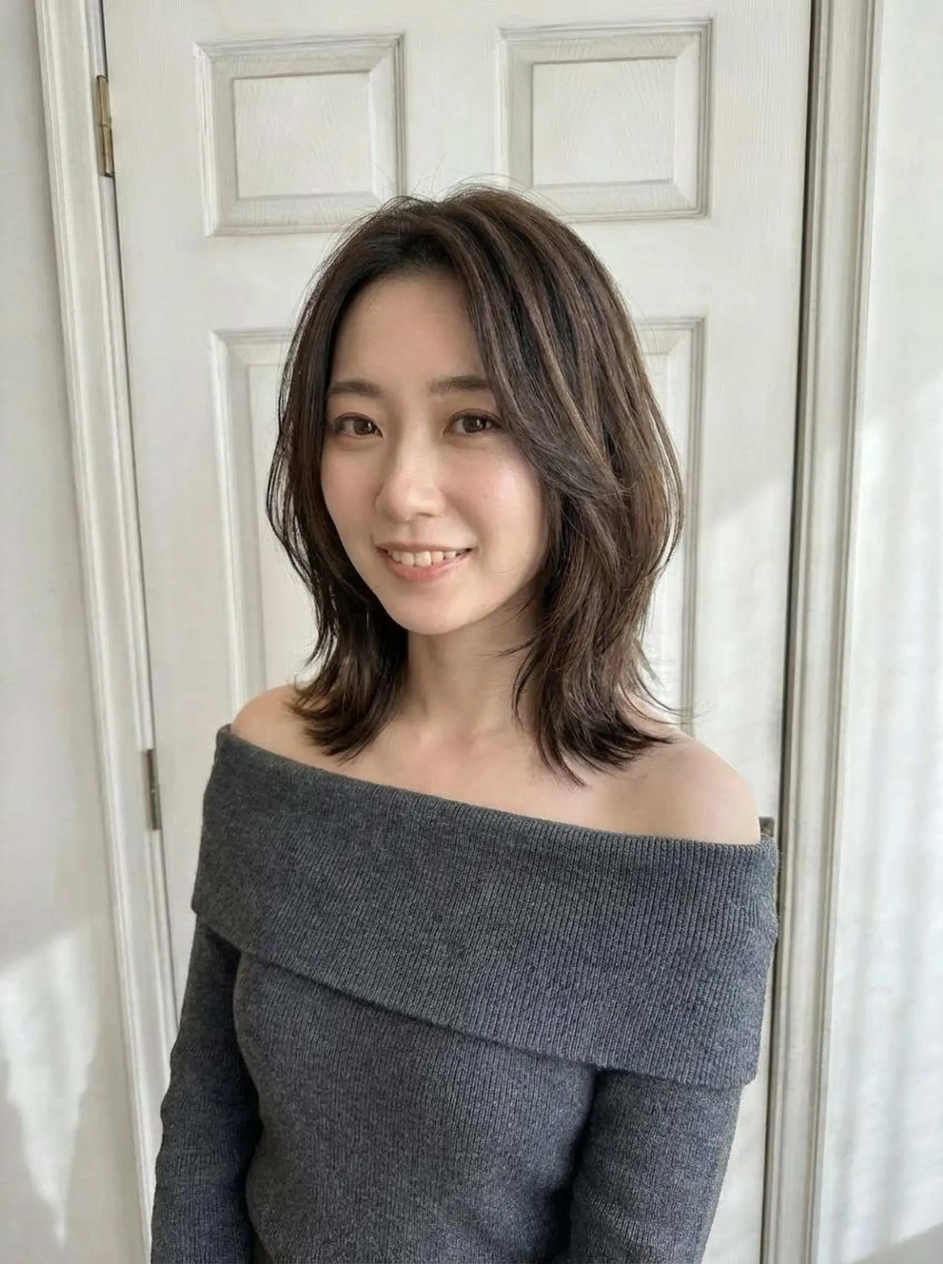 セミロング ボブ くびれヘア 顔周りカット 髪質改善 韓国風ヘア Aroma hair 🌙tanakaのヘアスタイル