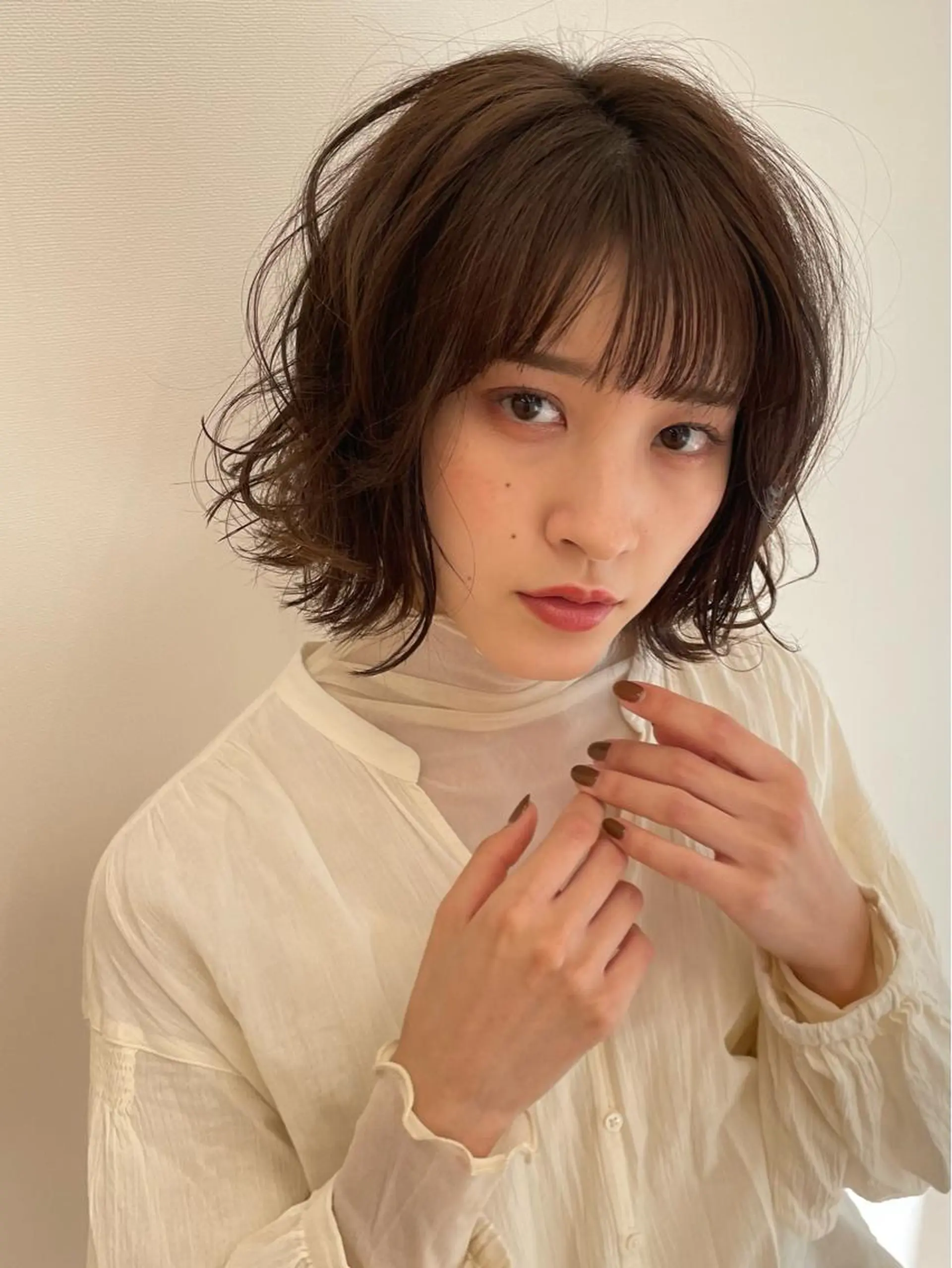 ミディアム パーマ ミディアムパーマ 荒木 理緒のヘアスタイル