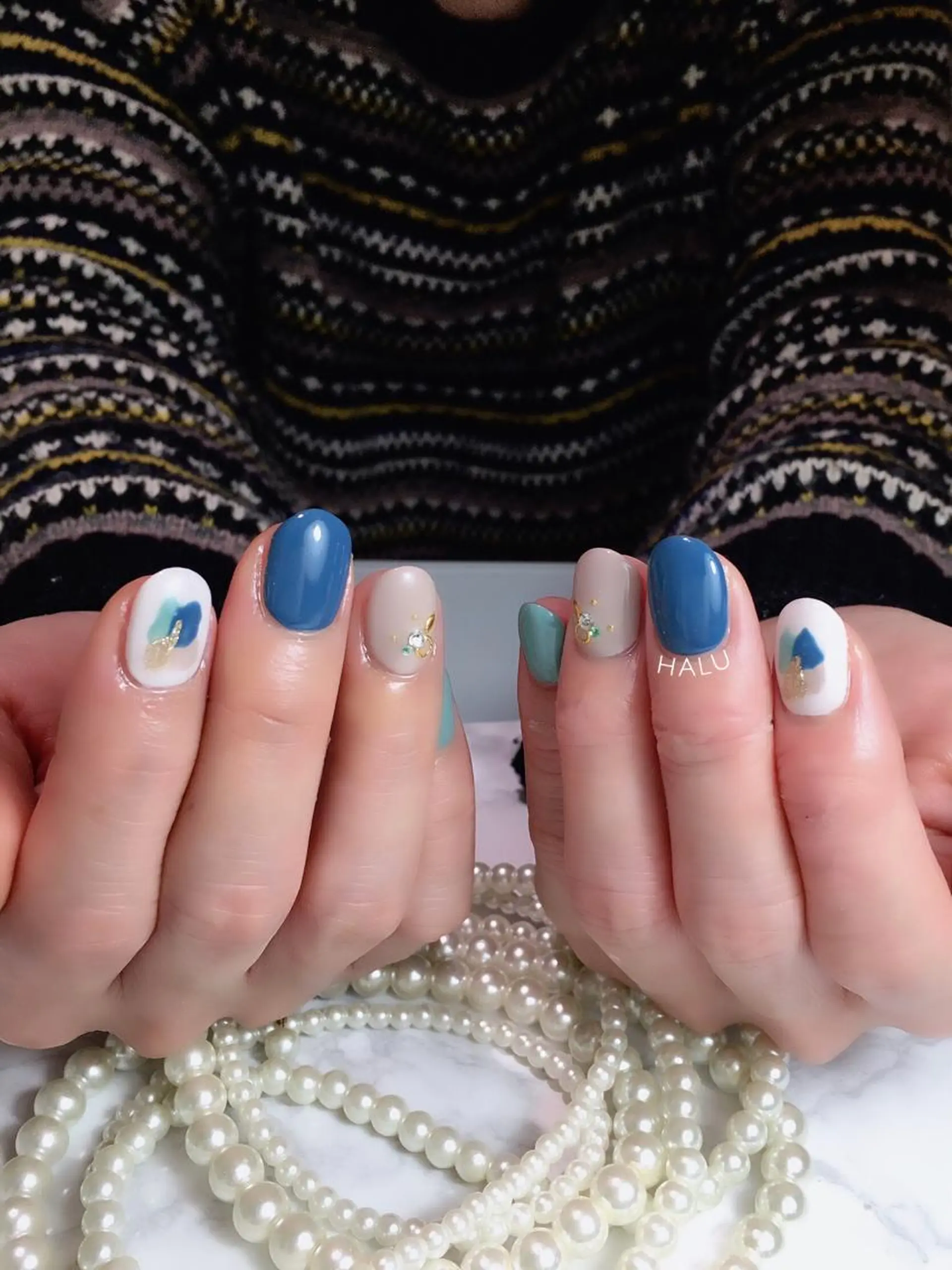 ネイル ブルー HALU ハルのネイルデザイン