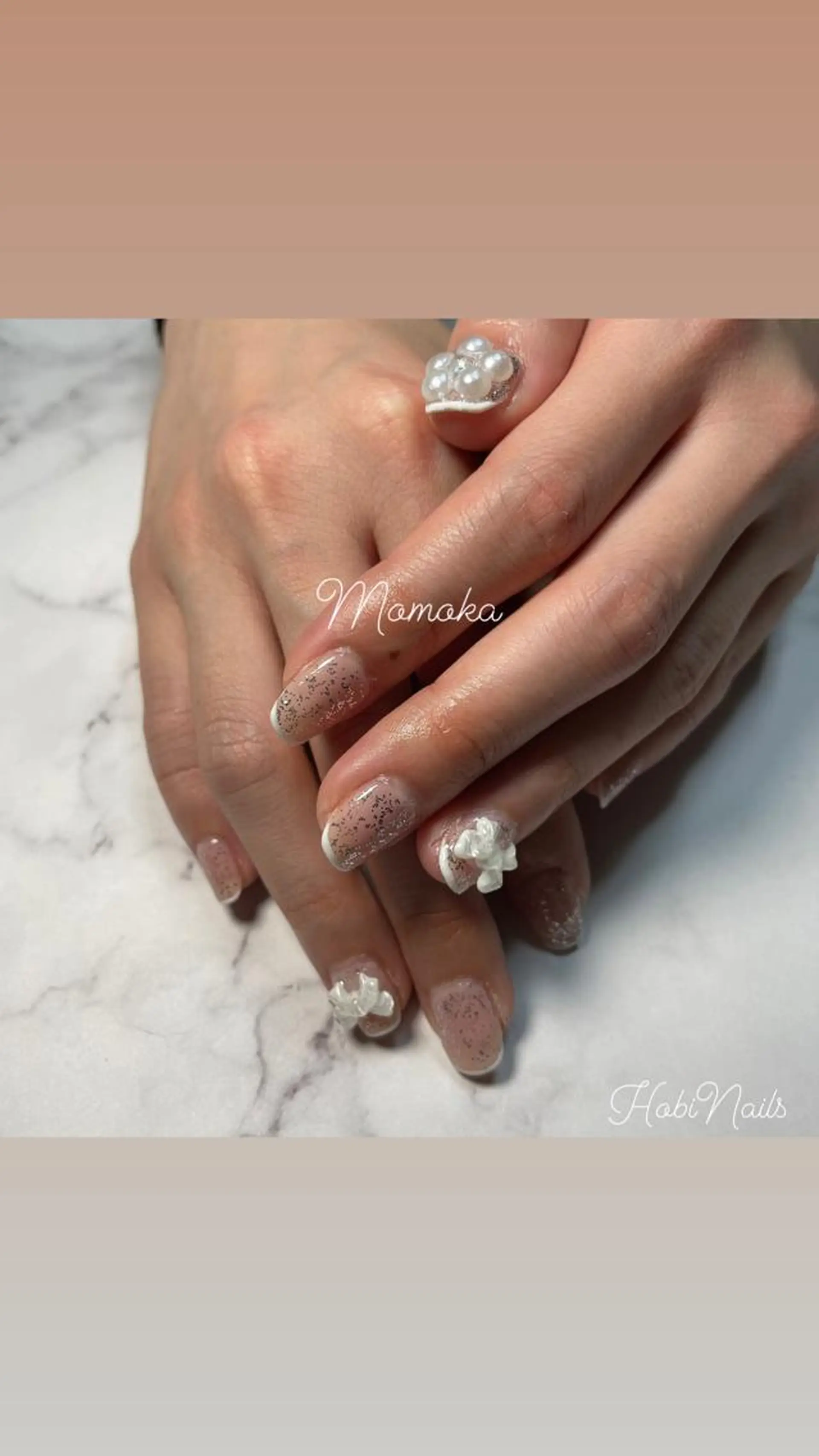 ネイル フレンチネイル リボン Momo nailsalonのネイルデザイン