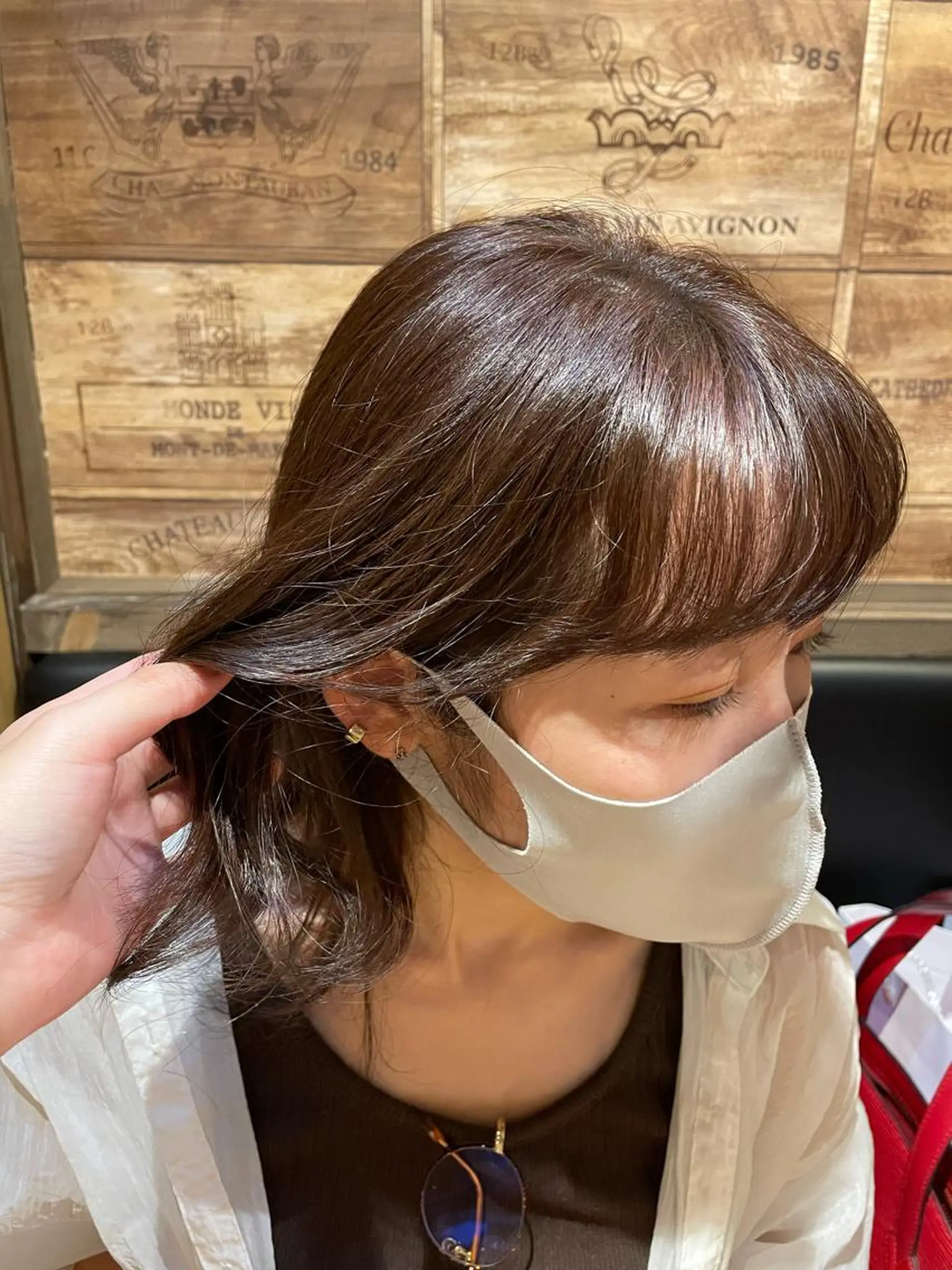 ミディアム カラー ベージュカラー 【ピンク/韓国ヘア/ ヘアセット】亜海のヘアスタイル