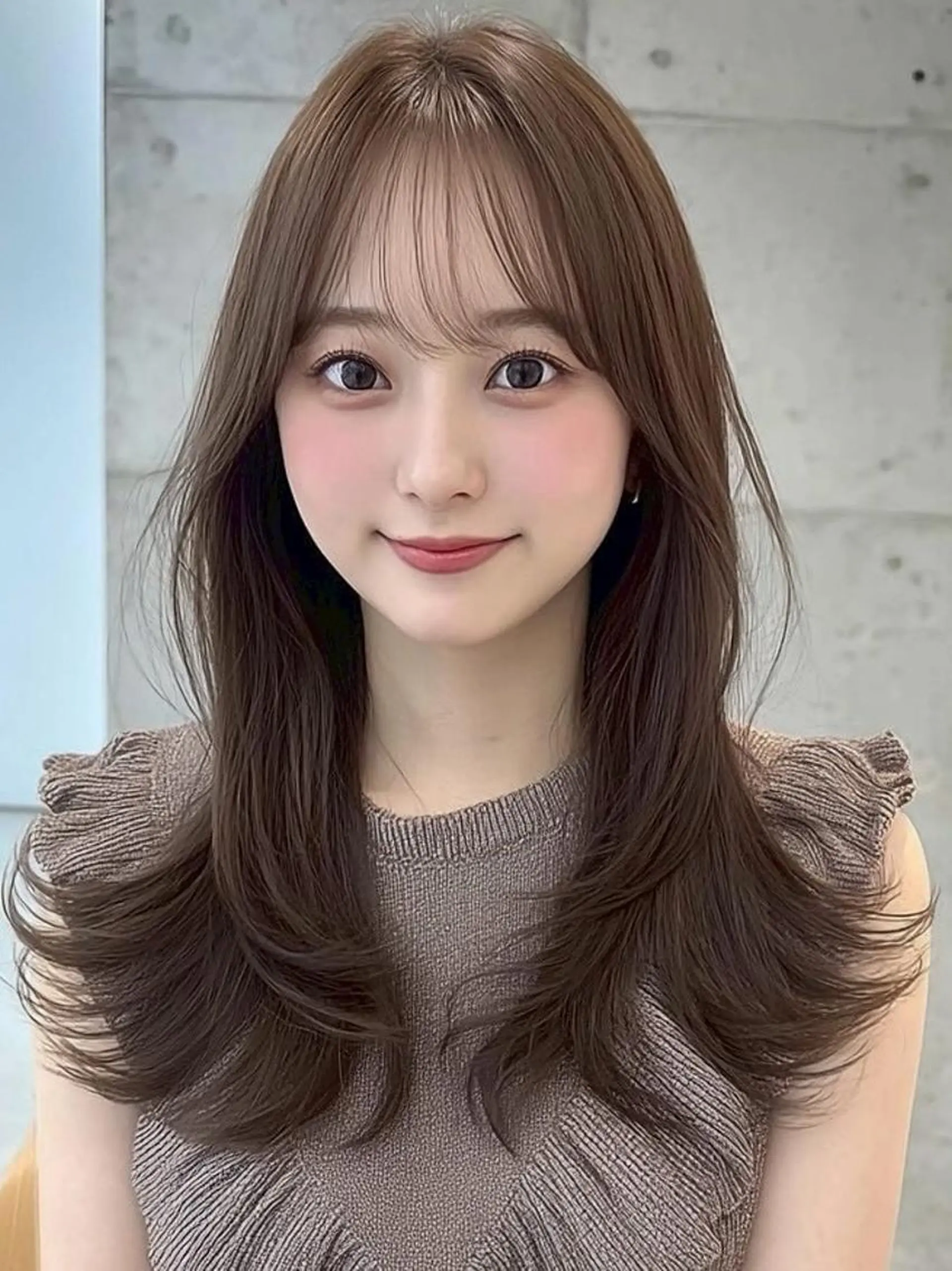 ロング ヘアアレンジ 髪質改善 韓国風ヘア レイヤーカット 似合わせカット シースルーバング カット ヘアカラー Ayumu /京都／西院のヘアスタイル