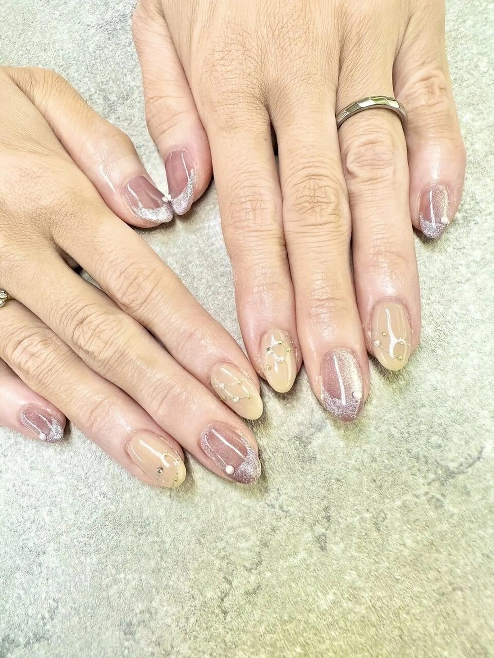 ネイル フットネイル フレンチネイル ジェルネイル ガラスフレンチ グラデーション FASTNAIL PLUS 新宿店のネイルデザイン