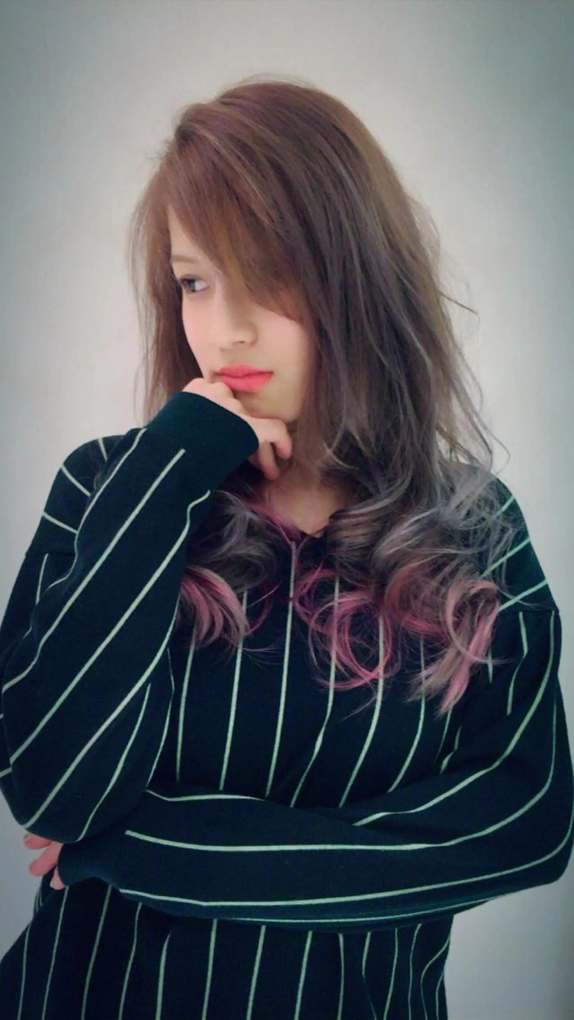 セミロング ロング カラー ハイライトカラー ハイライト 北川大輔🌟 小顔レイヤーカットのヘアスタイル