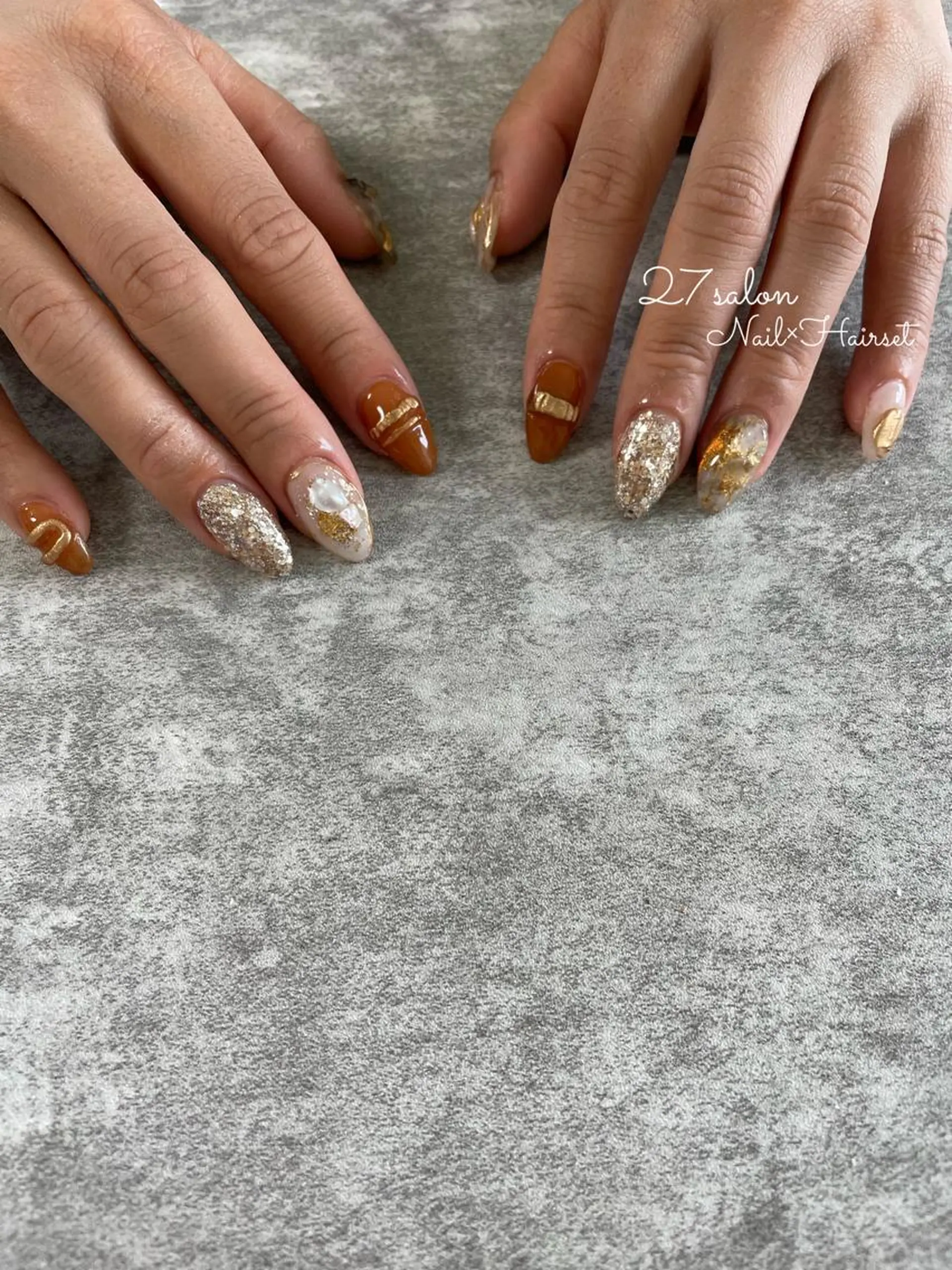 ネイル ニュアンスネイル オレンジ 27salon yuinaのネイルデザイン