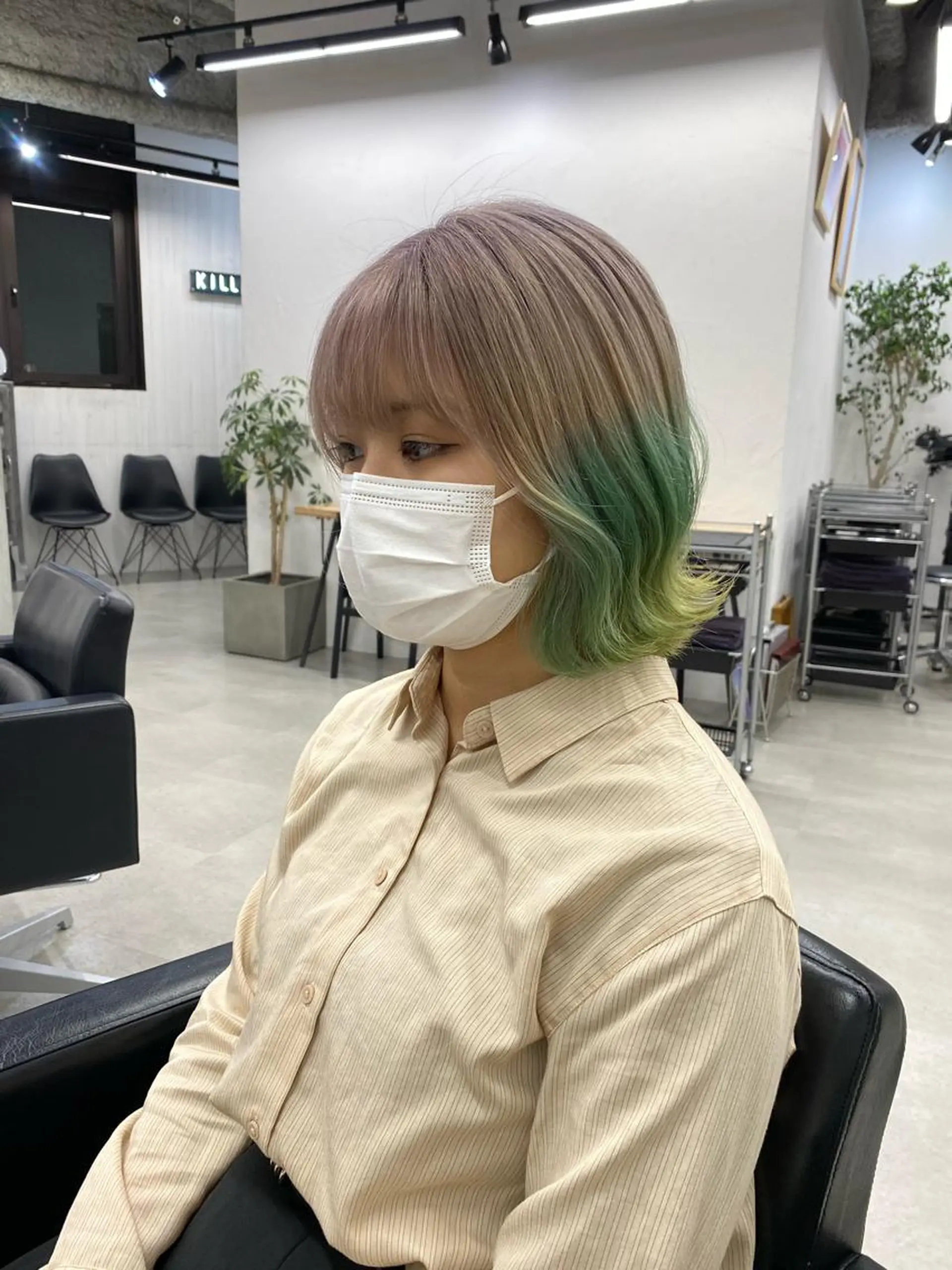 ミディアム カラー ヘアアレンジ ハイトーンカラー インナーカラー ブリーチダブルカラー ハイライト/山本喜熙のヘアスタイル