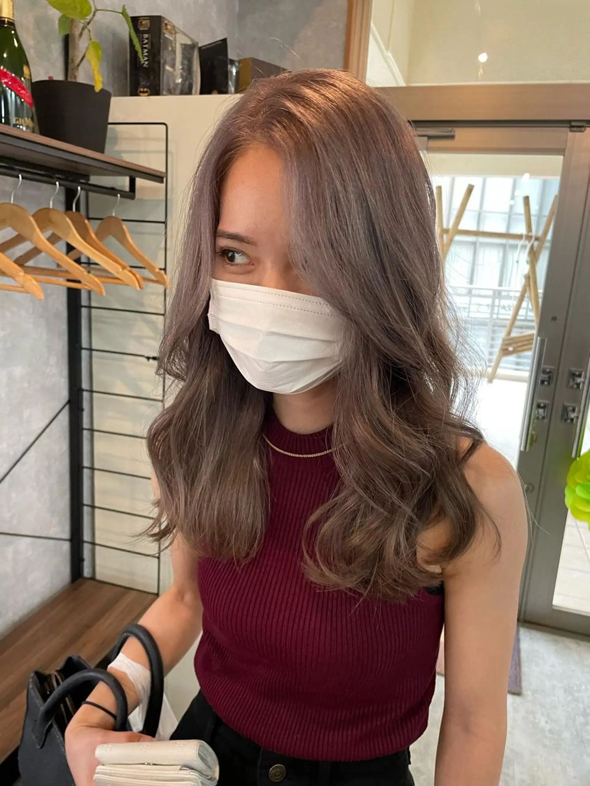 ロング アッシュ 韓国風カラー ボブ ハイライト 韓国風ヘア andKおもろまち店 艶ダブルカラー✨のヘアスタイル