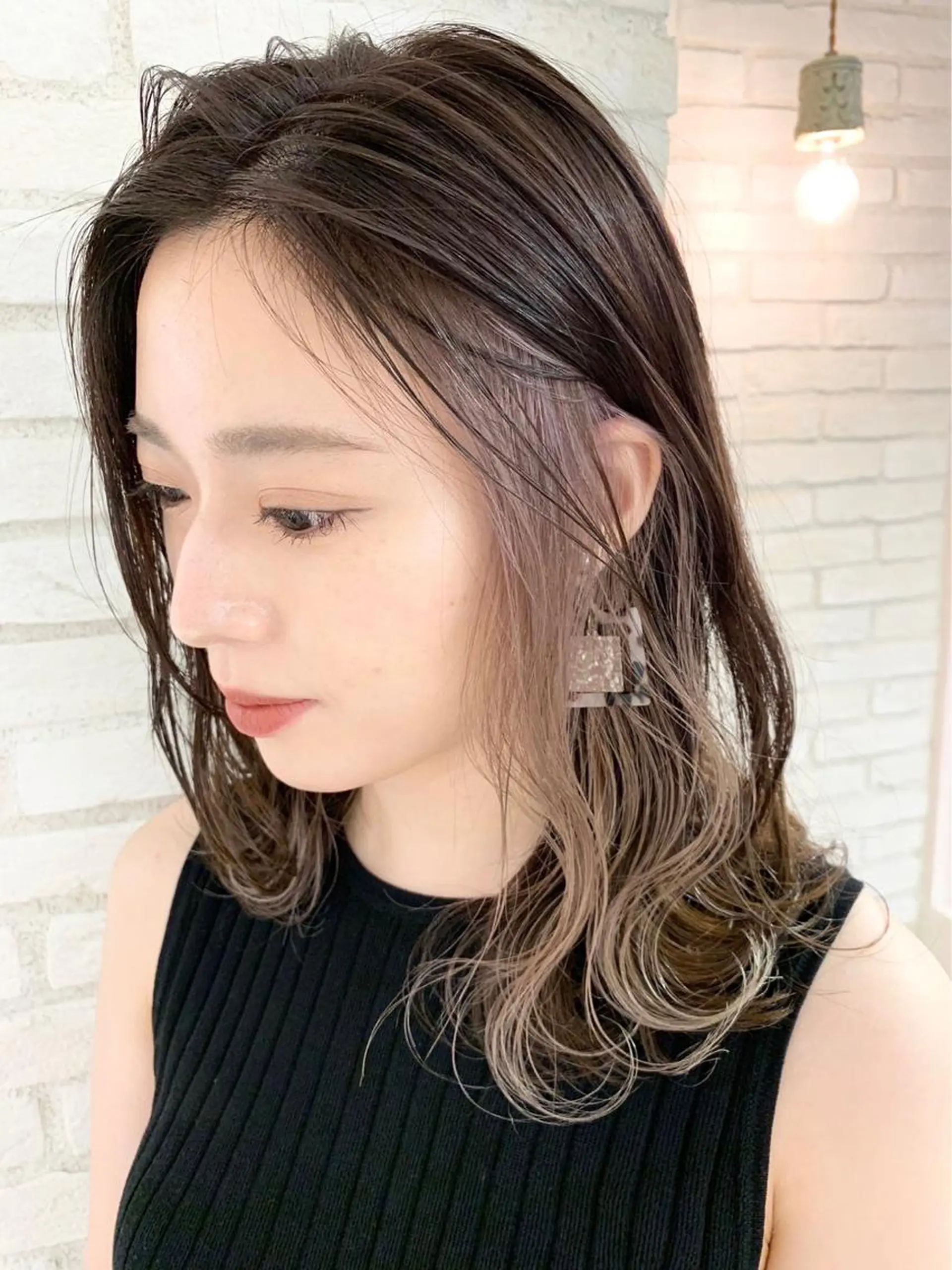 セミロング カラー ヘアアレンジ 仙台Ｉ韓国レイヤー Ｉ髪質改善Ｉ伊藤拓海のヘアスタイル