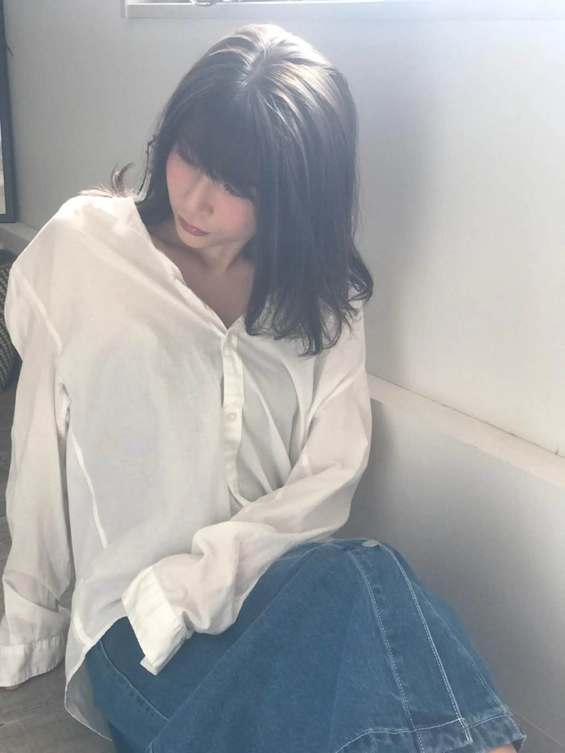 セミロング ハイライト 代表　しみず としやのヘアスタイル