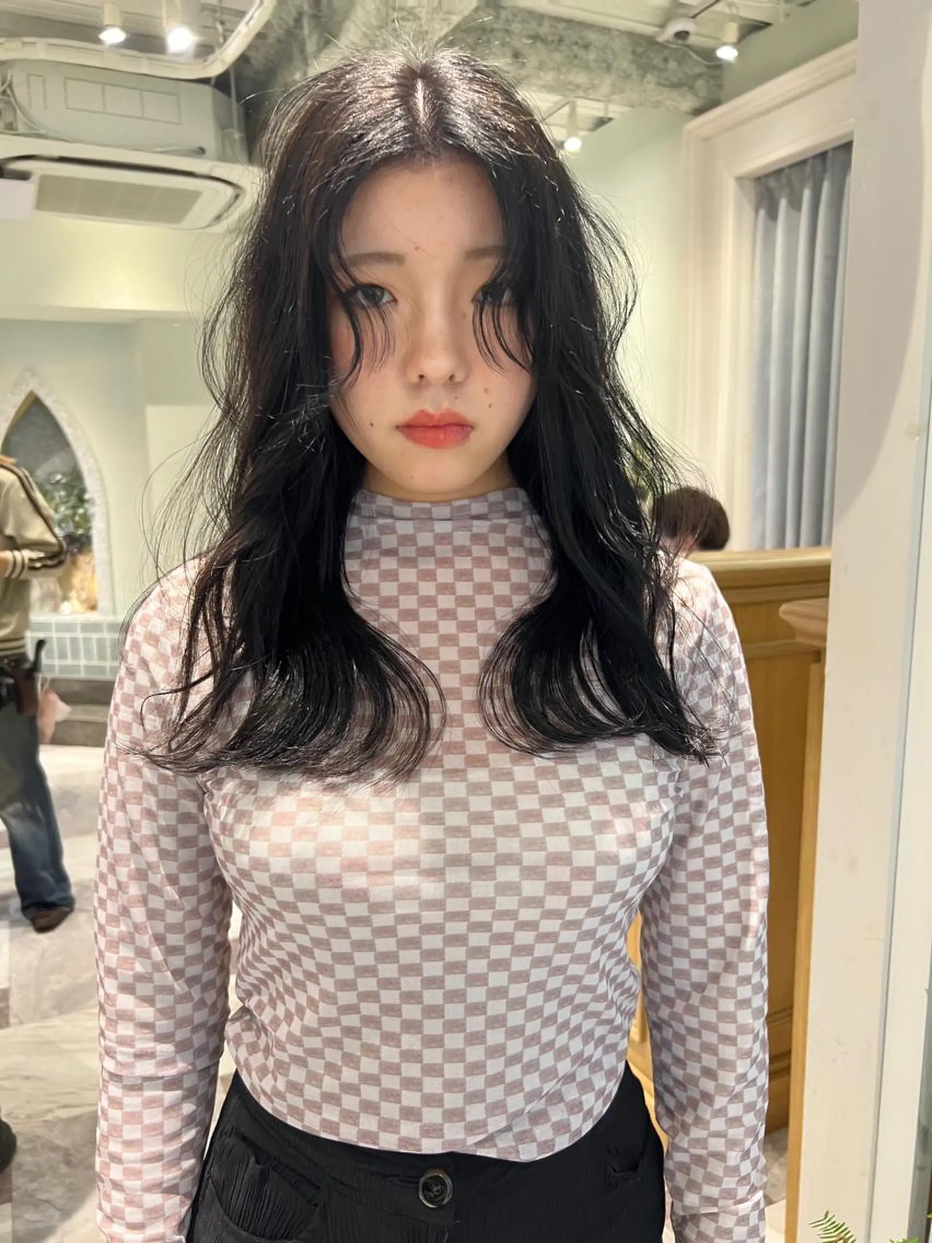 ロング ボブ ハイライト 髪質改善 韓国風ヘア 小顔カット ヘアカラー トリートメント 似合わせカラーの達人 ダブルカラー/森栄範のヘアスタイル