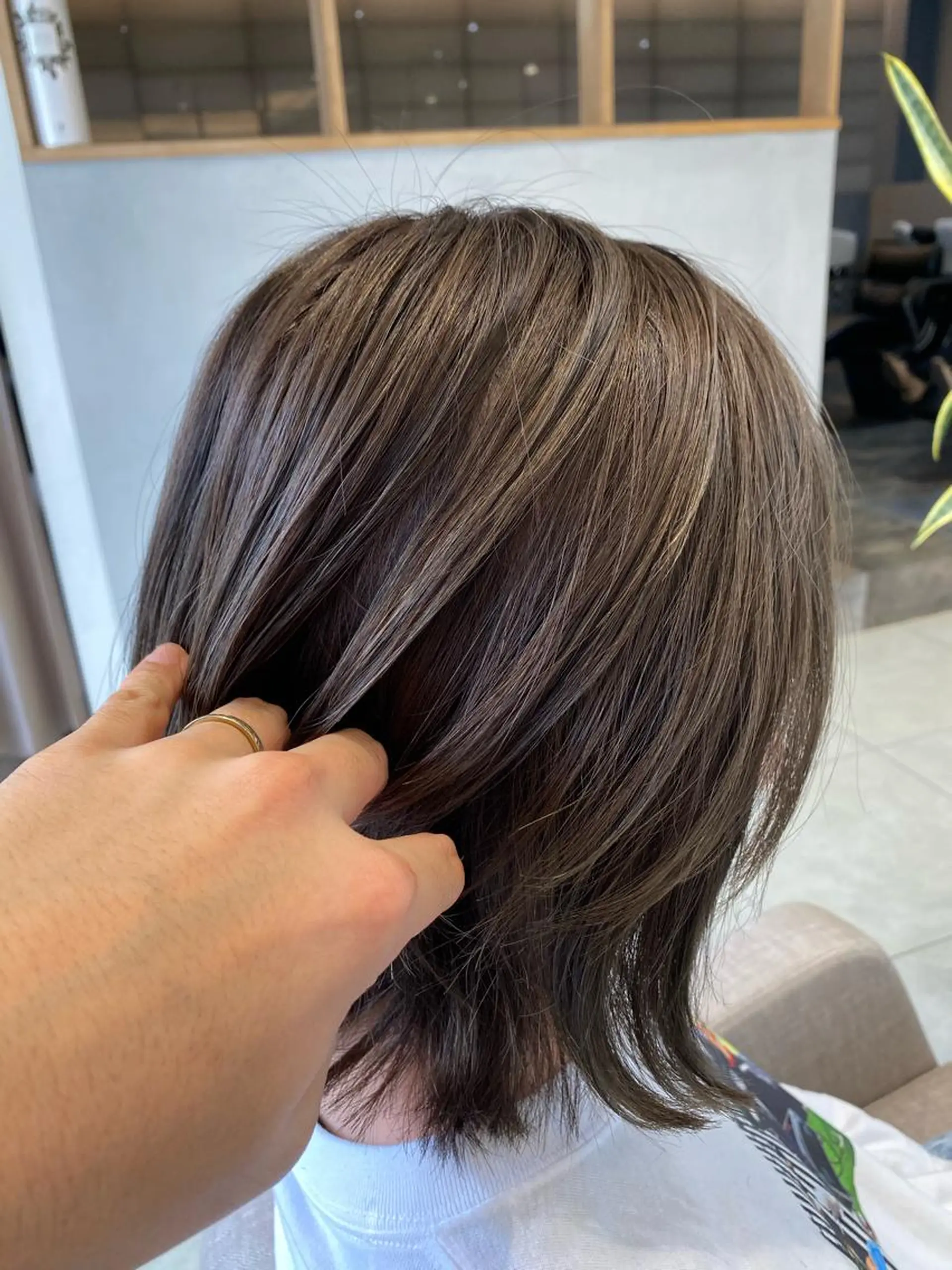 ミディアム カラー パーマ カット ヘアカラー 渡辺　亮/ 白髪ぼかし/髪質改善のヘアスタイル