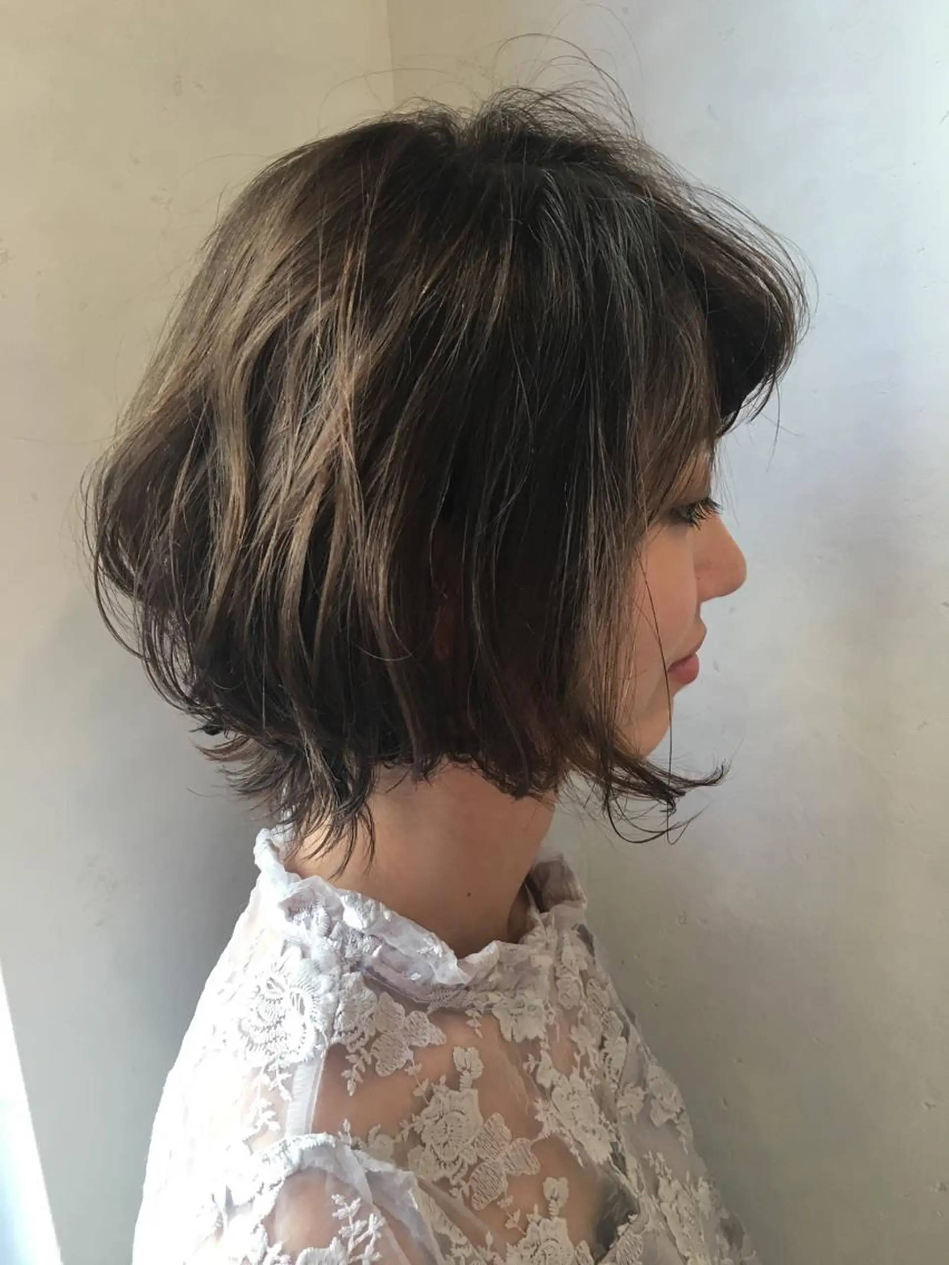 ミディアム カラー パーマ ボブ TOWA 野村　コウダイのヘアスタイル