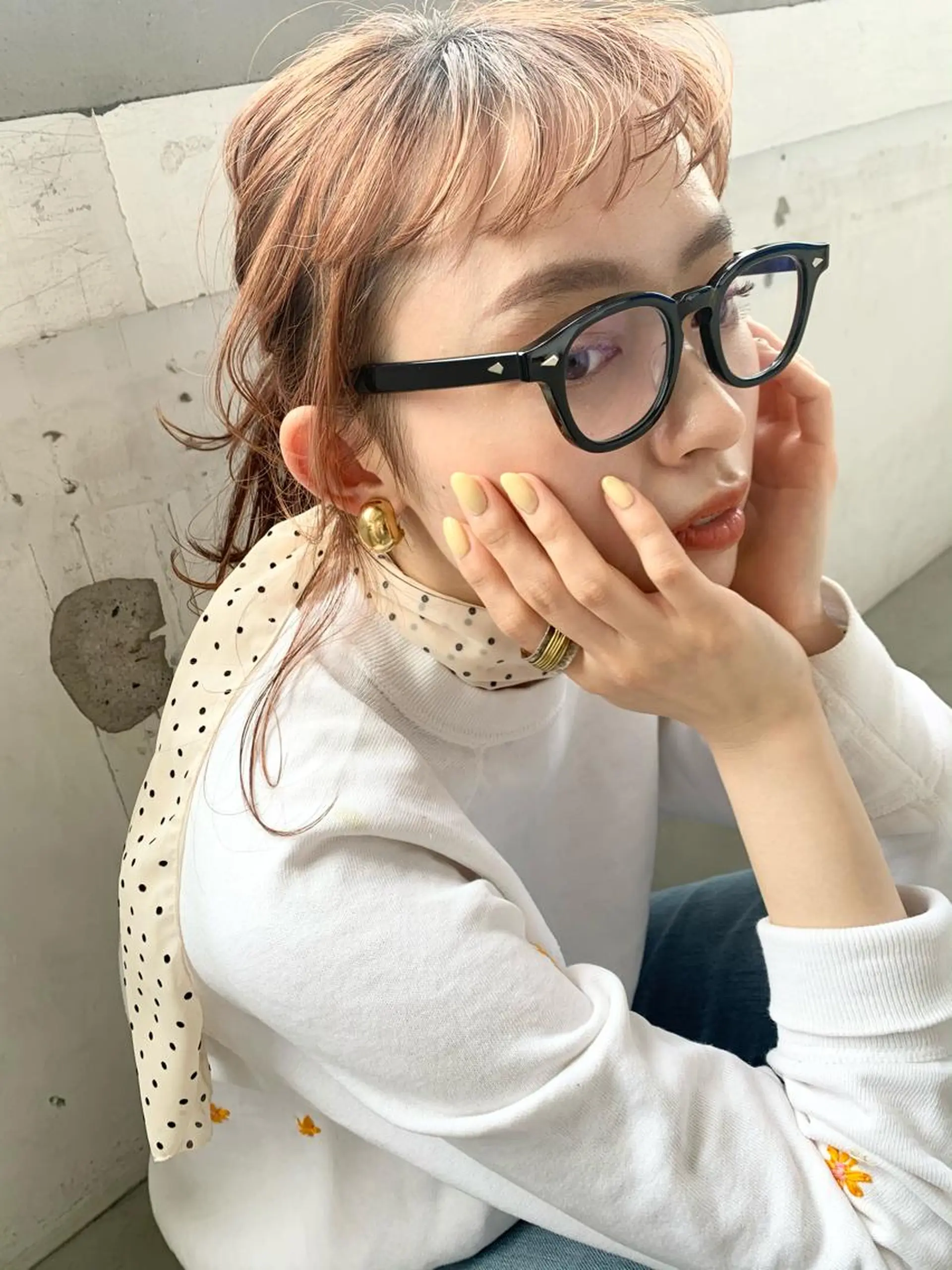 ミディアム カラー パーマ pole/apartment所属・💓パーマ，💗 レイヤーカットのヘアスタイル