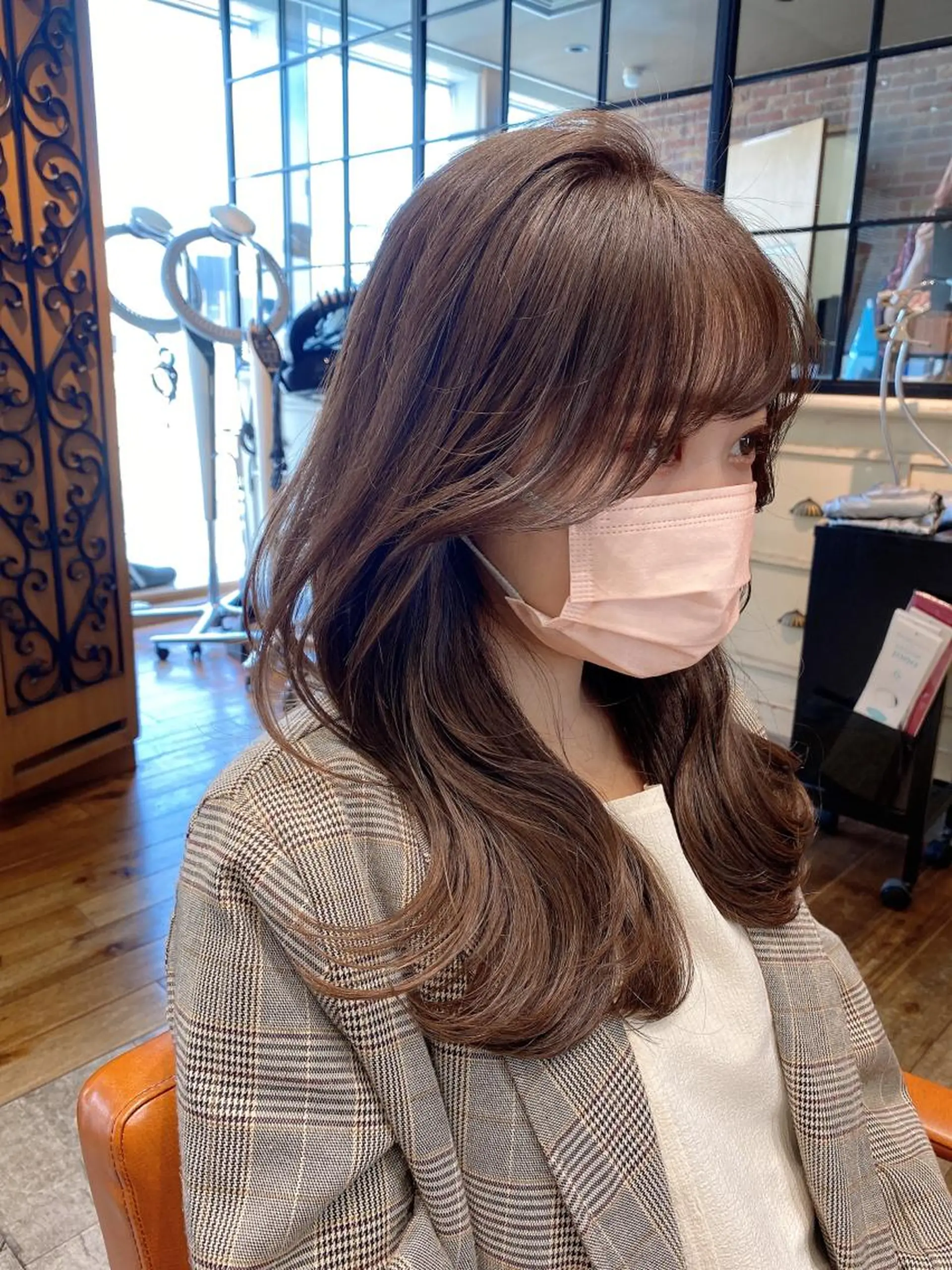 セミロング カラー ベージュカラー くびれヘア 顔周りカット 顔周り/くびれヘア 韓国ヘア💕風間るなのヘアスタイル