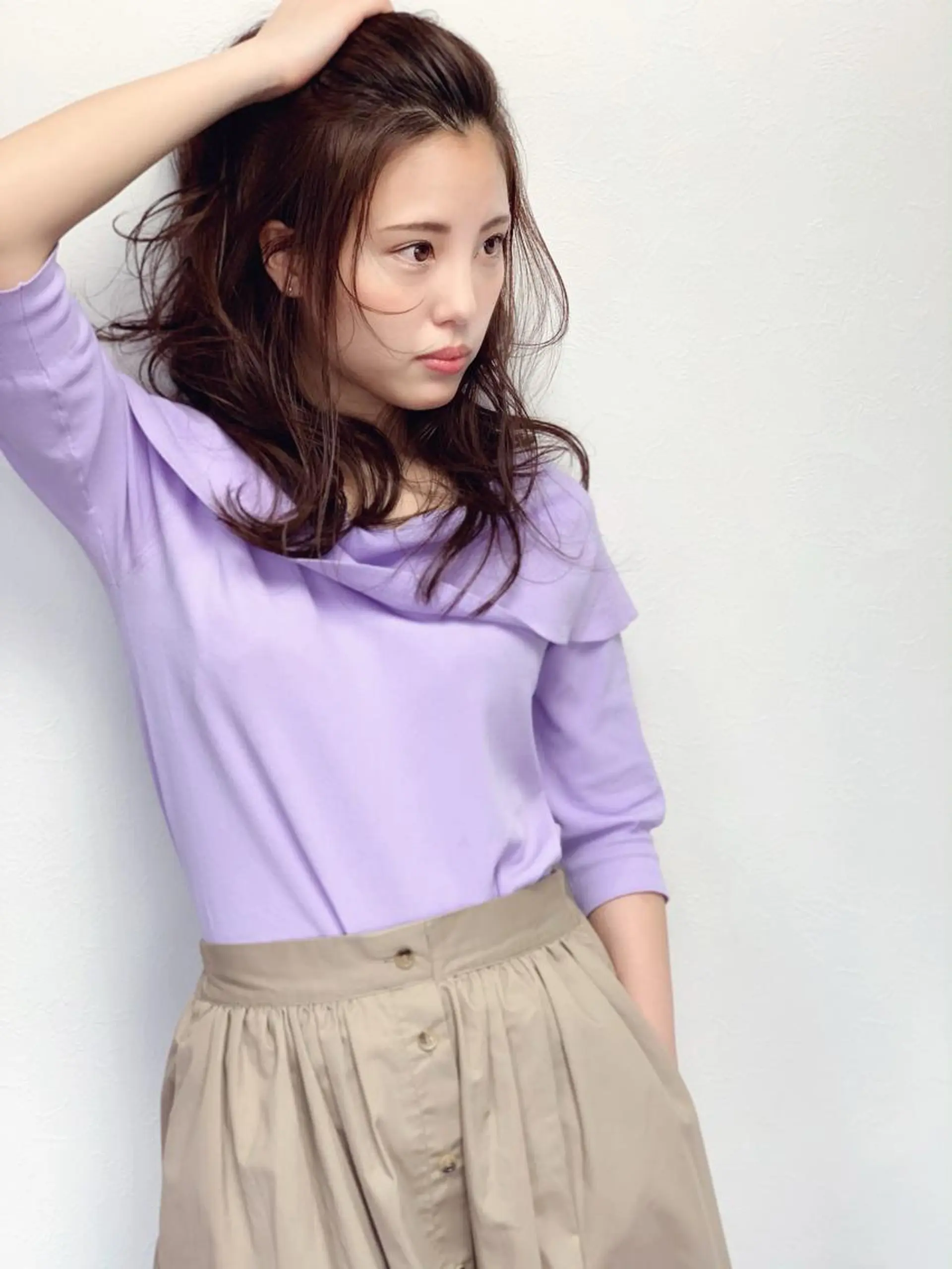 ミディアム カラー パーマ ヘアアレンジ キッズ ネイル イルミナカラー カット ヘアカラー 岩崎 克秀のヘアスタイル