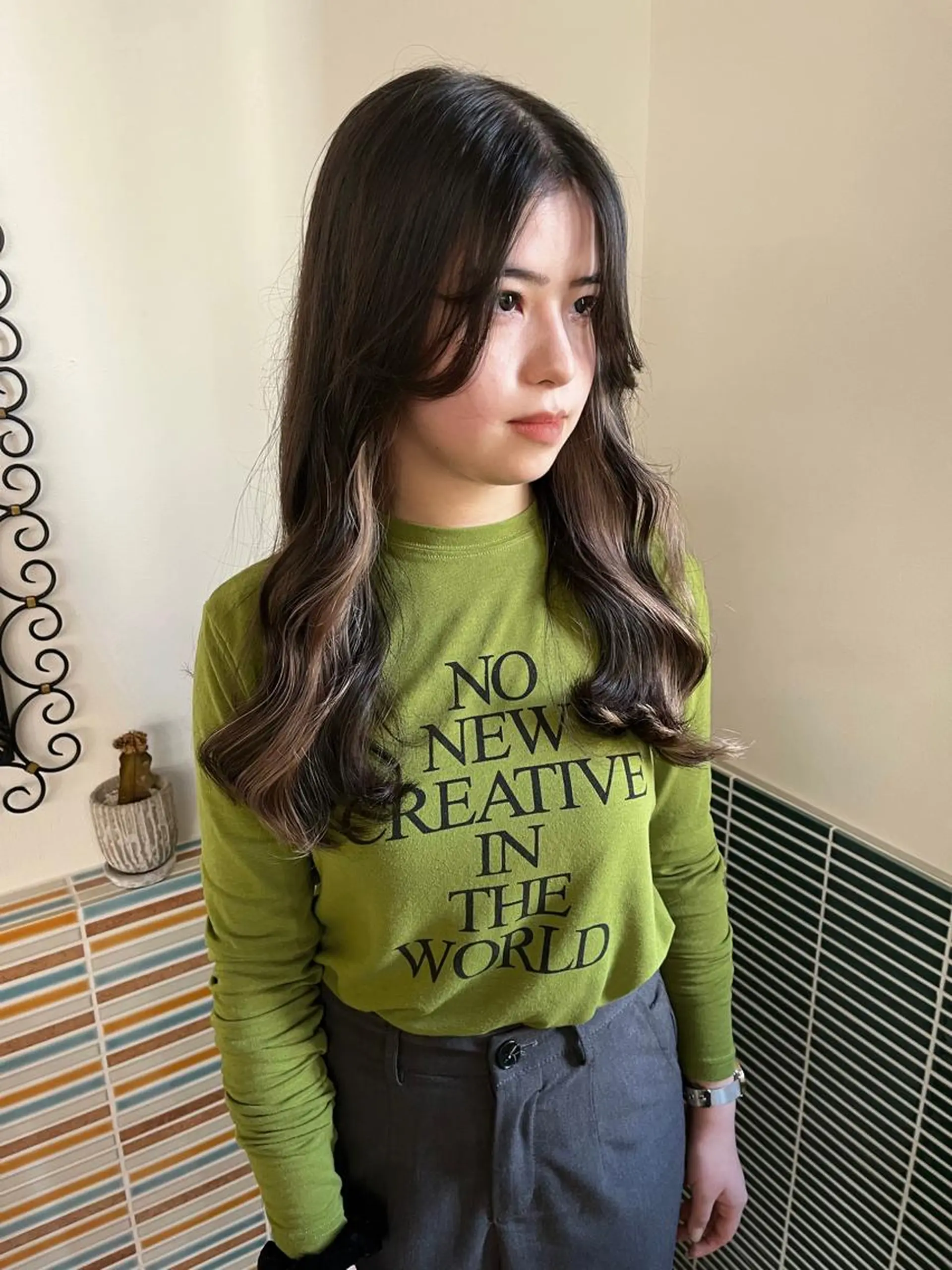 セミロング カラー ブリーチ グレージュ 🩷ハイトーン透明感 レイヤー🩷ユリカのヘアスタイル