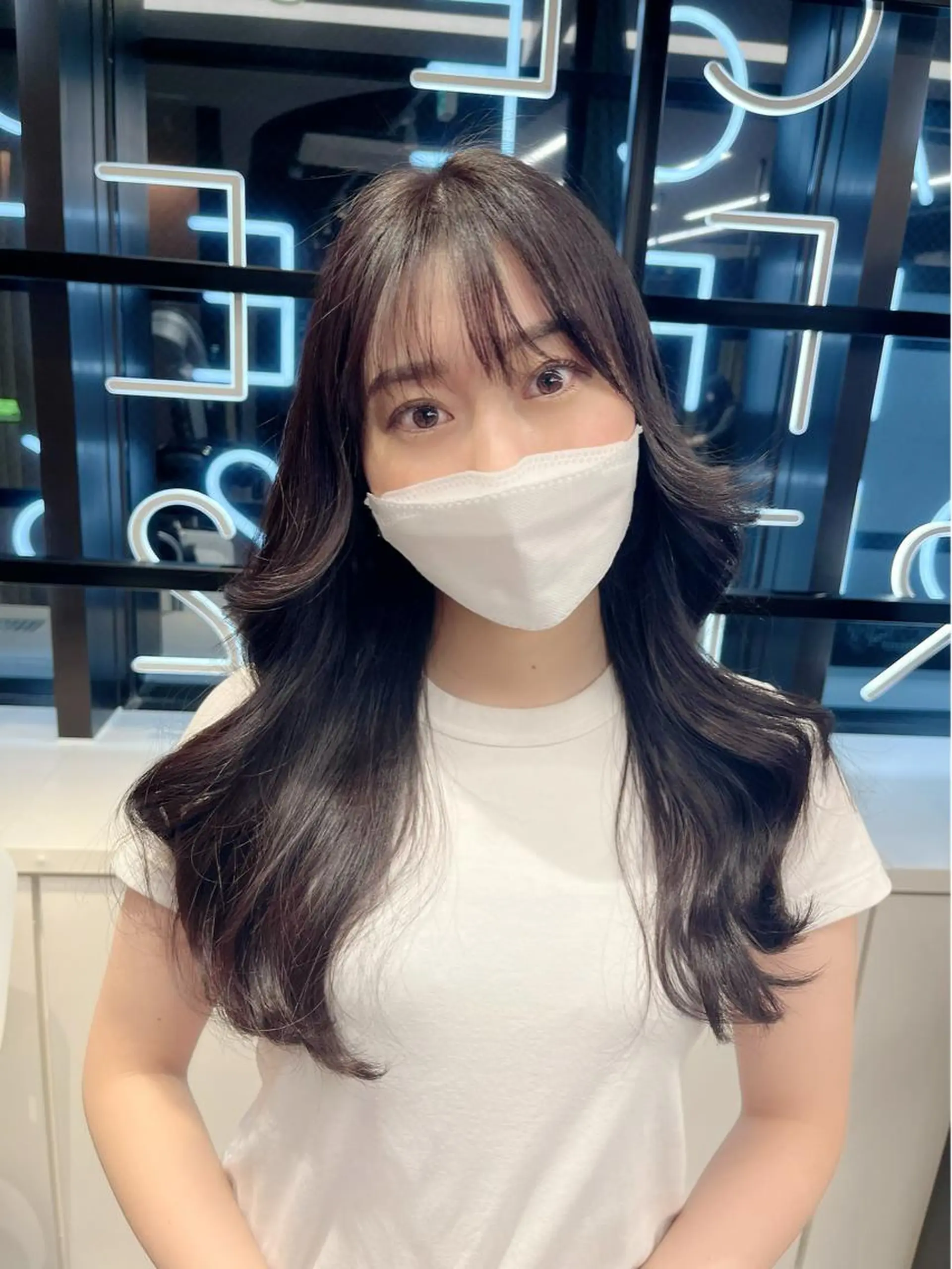 ロング カラー ヘアアレンジ ブリーチ ブリーチなしカラー 韓国風ヘア レイヤーカット 心斎橋🤍韓国風🤍 Mamiのヘアスタイル