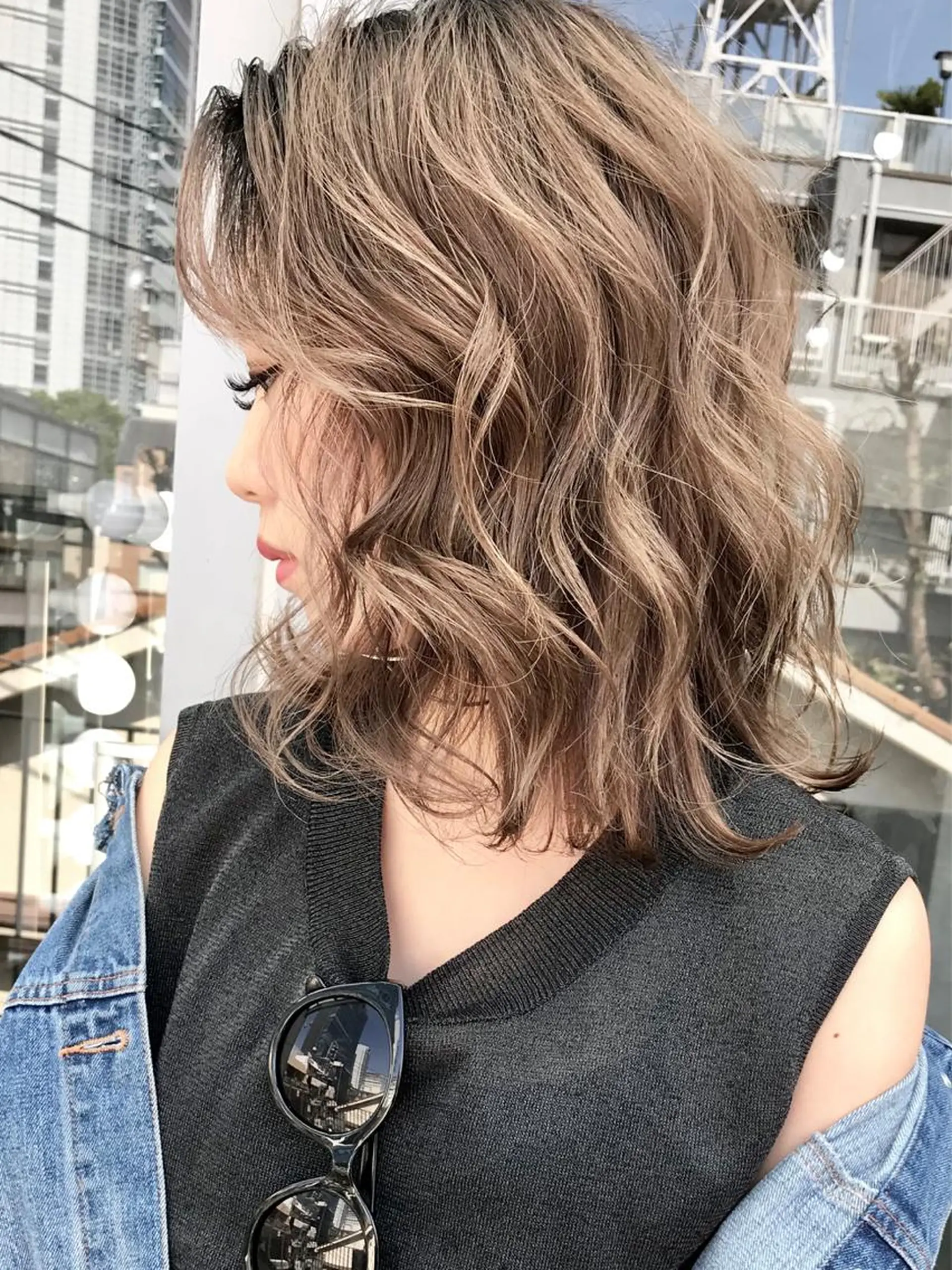 ミディアム カラー ハイライトカラー ハイライト TOMOYA/ ショート、レイヤーのヘアスタイル