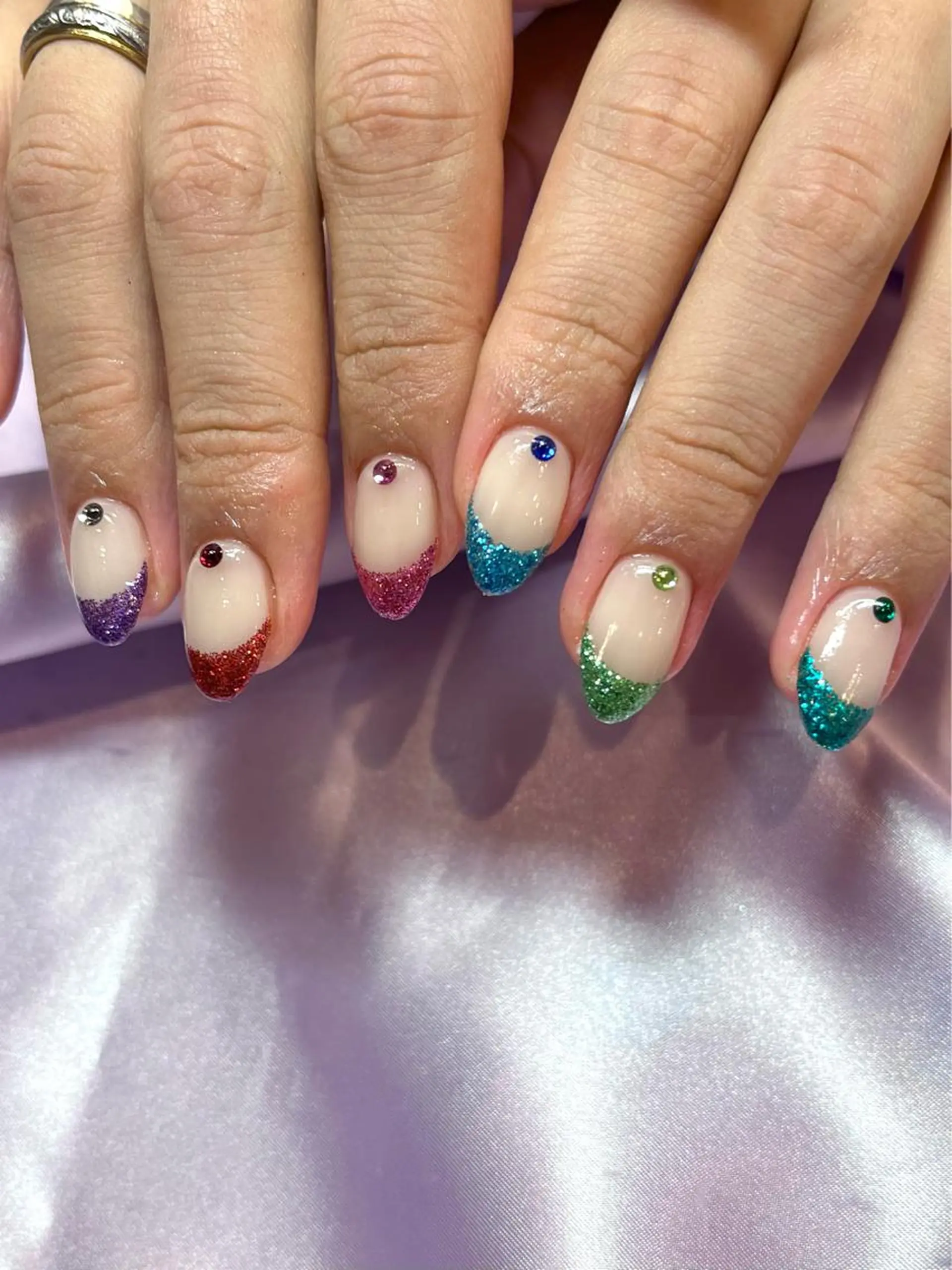 ネイル フレンチネイル キラキラネイル 韓国ネイル ラメ(グリッター) マグネットネイル ハンドネイル フットネイル Para Sol nail　Maoのネイルデザイン