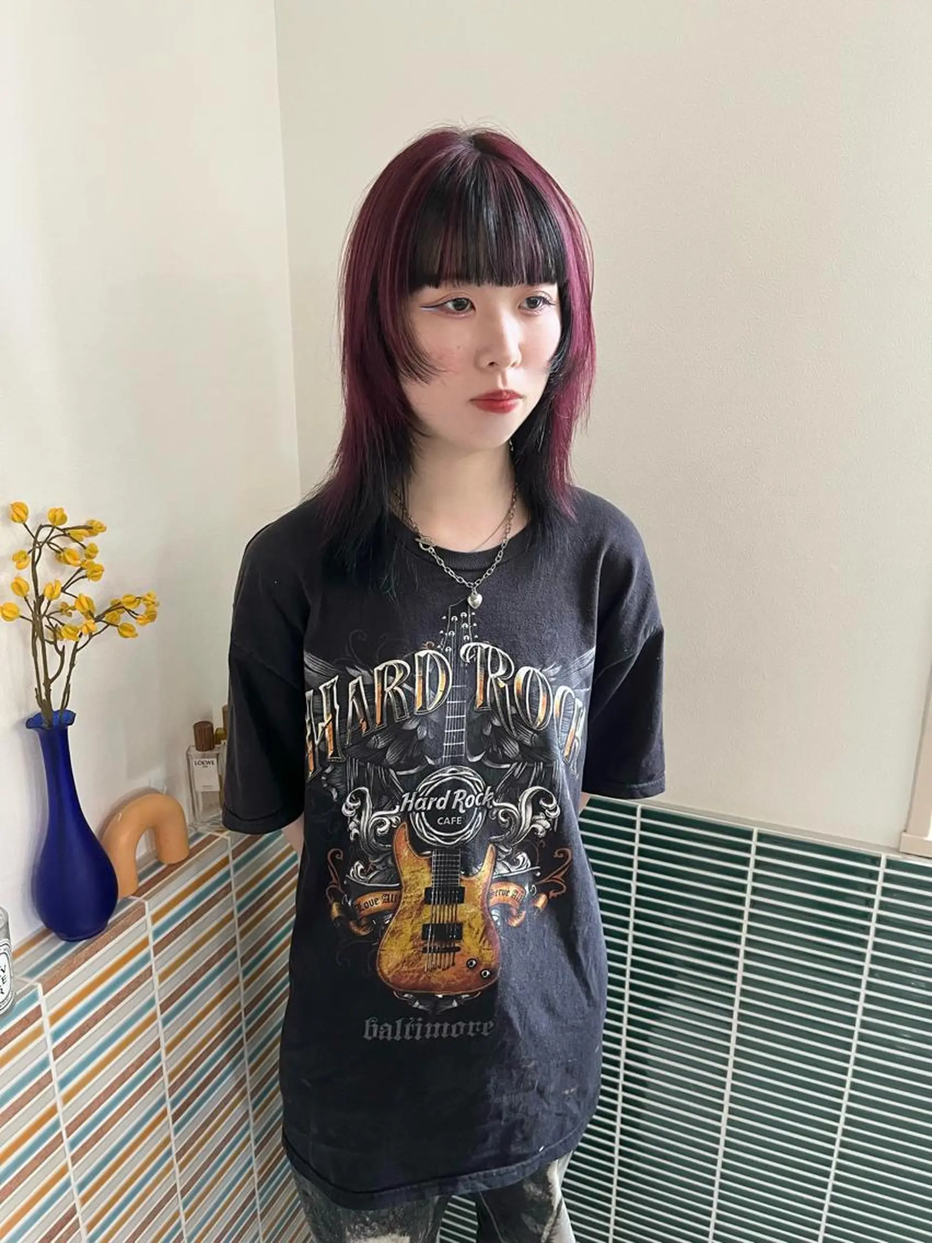 ミディアム カラー ブリーチ ボルドーカラー ヘアカラー トリートメント 🩷ハイトーン透明感 レイヤー🩷ユリカのヘアスタイル