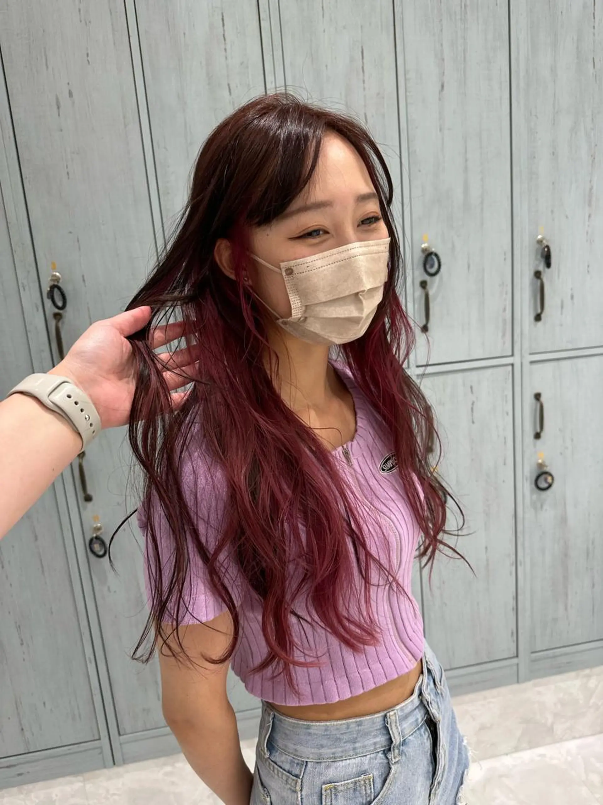 ロング カラー ダブルカラー インナーカラー ヘアカラー トリートメント 中川 茜里のヘアスタイル