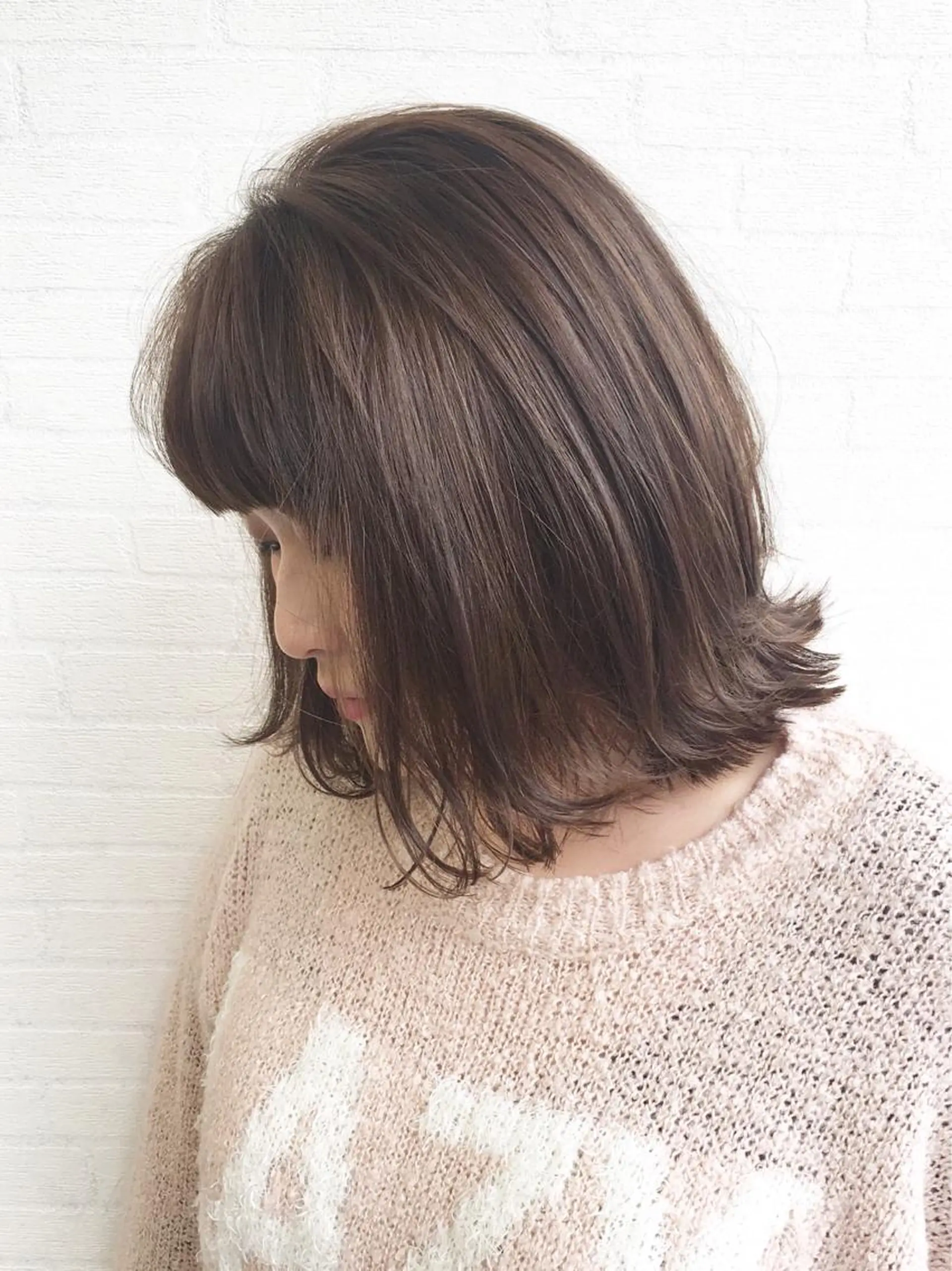 ミディアム カラー ベージュカラー ハイライトカラー ハイライト 立川 奈那子のヘアスタイル