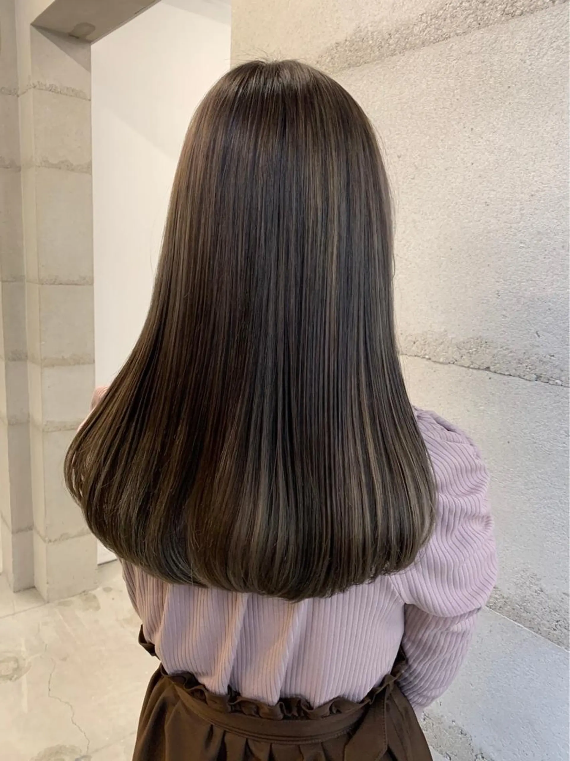 ミディアム カラー カット ヘアカラー トリートメント ヘッドスパ ヘアセット 透明感/オリーブ/ グレージュ/YUKAのヘアスタイル