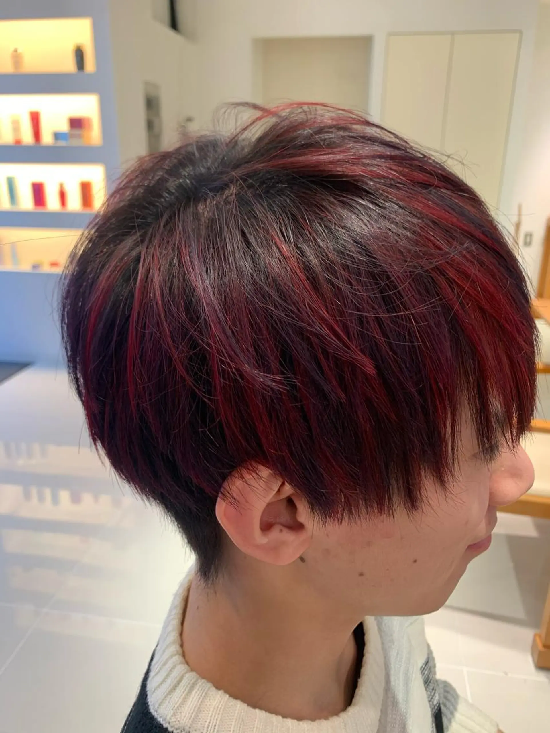 ショート カラー メンズ メンズハイライト マッシュ ハイライトカラー レッドカラー ハイライト 新宿徒歩5分 透明感カラーのその他イメージ