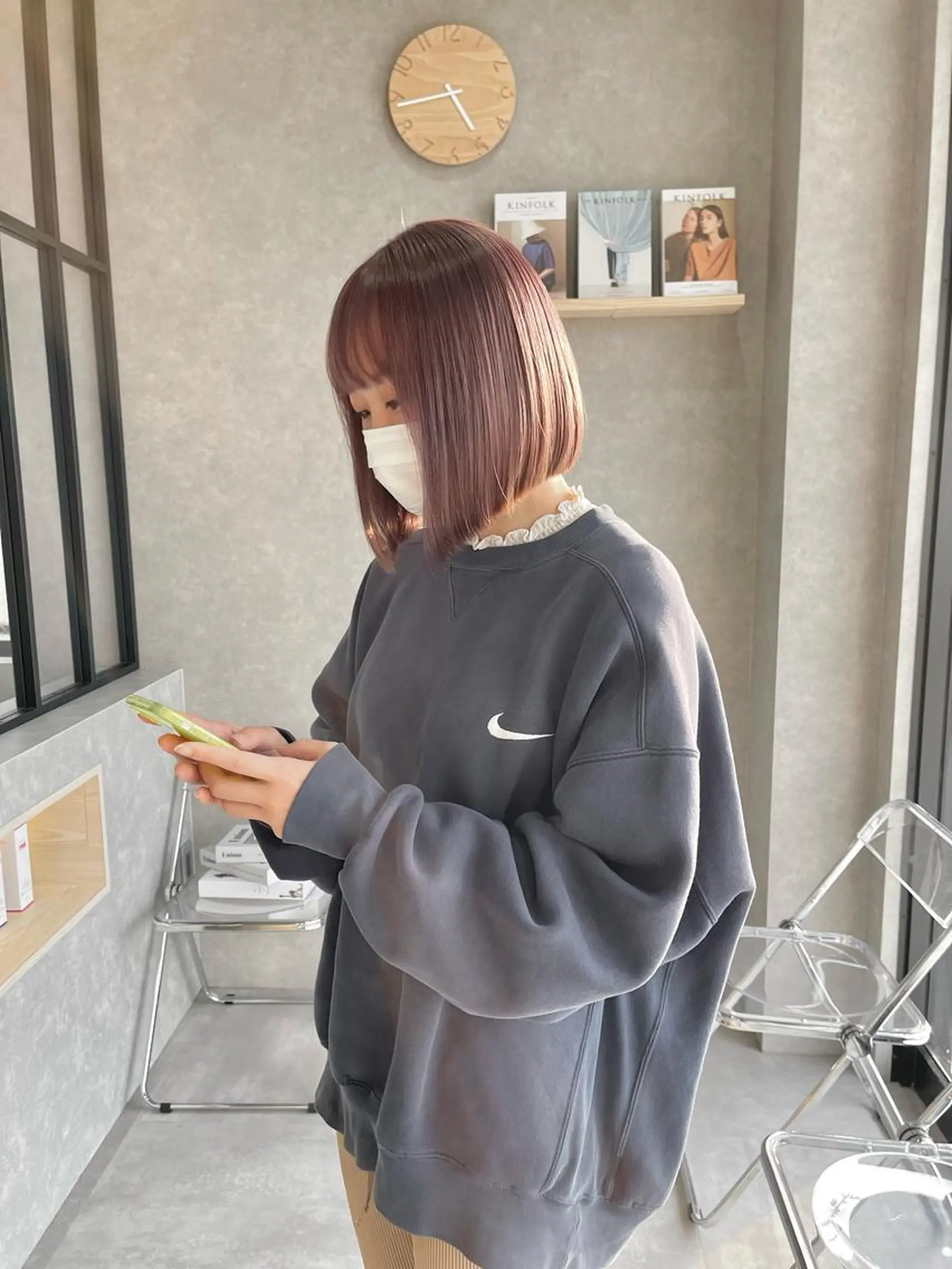 ミディアム カラー カット ヘアカラー トリートメント 一ノ瀬 暁のヘアスタイル