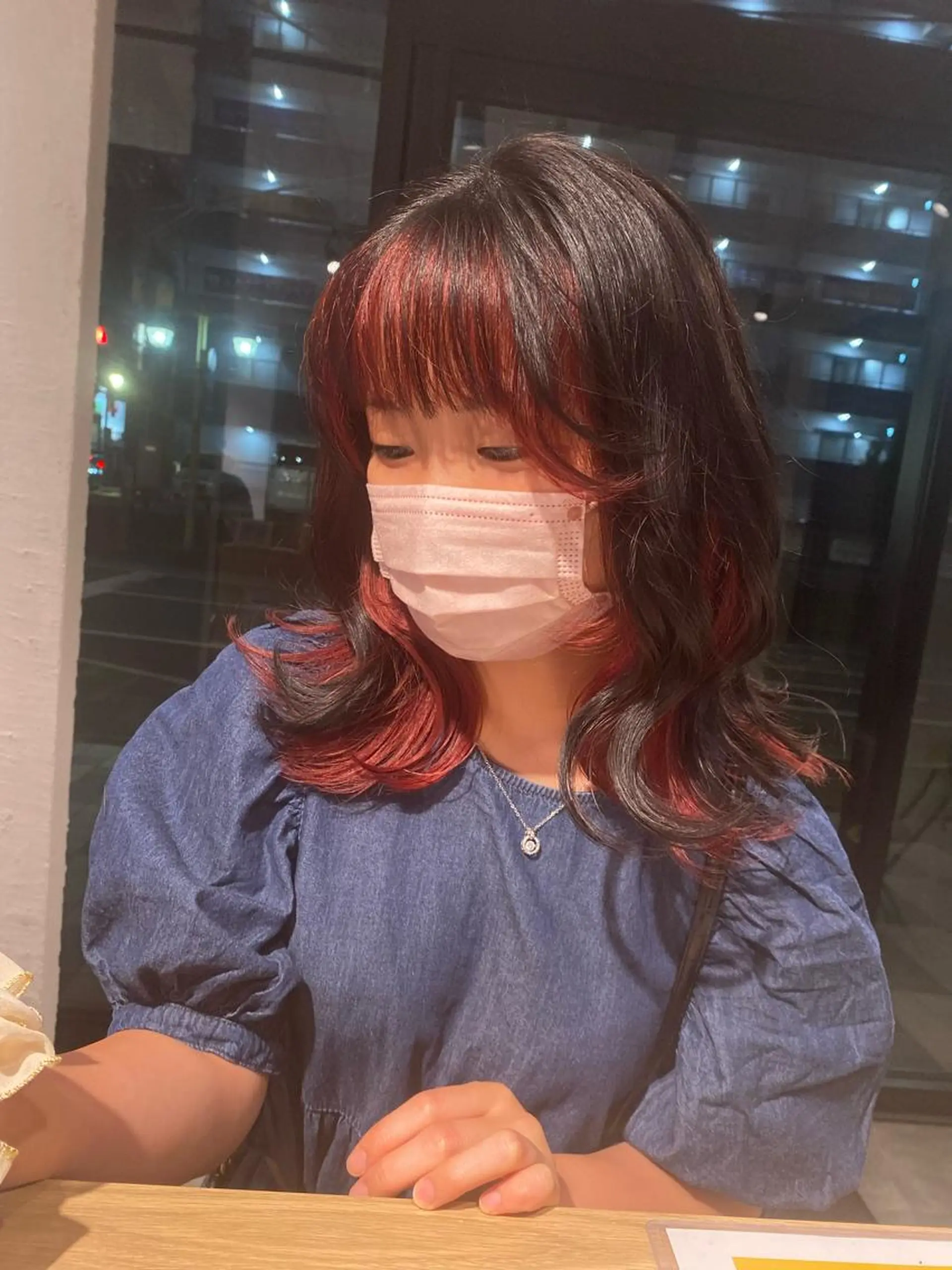 セミロング カラー ミストバング フェイスフレーミング インナーカラー カット ヘアカラー オスズ 🎀´-のヘアスタイル