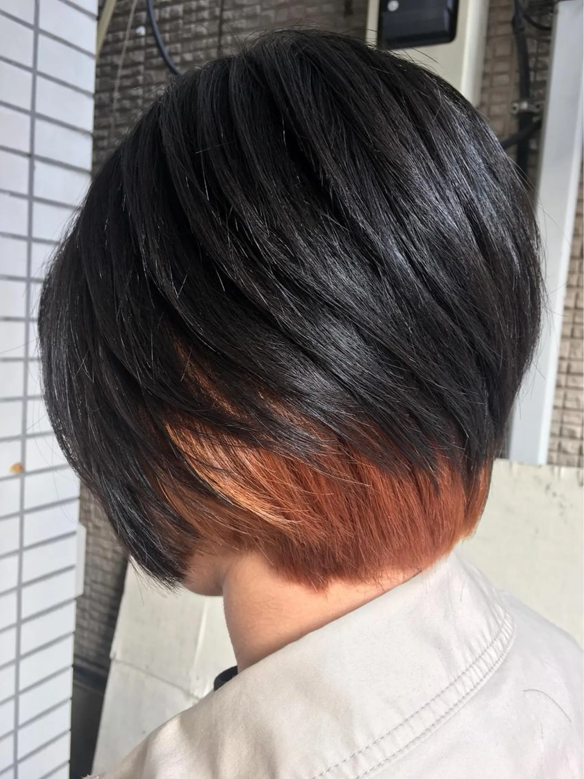 ショート カラー ブリーチ インナーカラー オレンジ カット トリートメント ✂︎中山竜哉✂︎ 川崎スタイリストのヘアスタイル