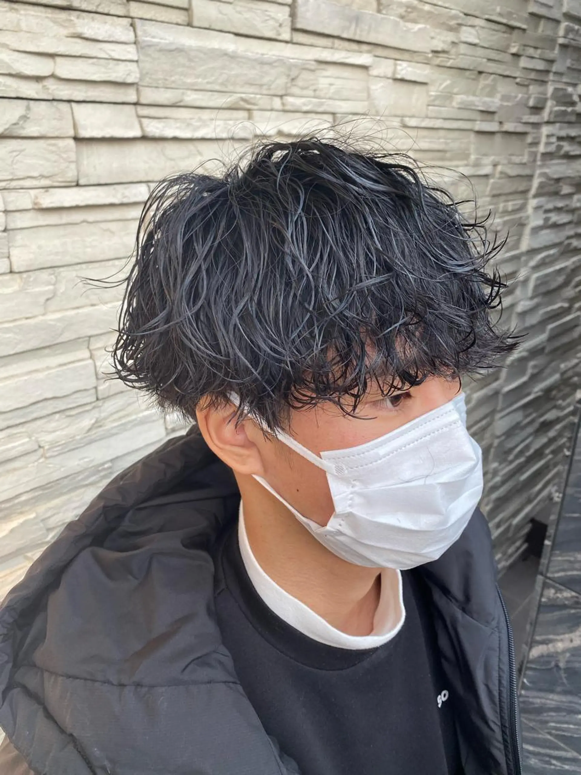 ショート パーマ 塩谷黎✨ブリーチ無W カラーメンズパーマ✨のヘアスタイル