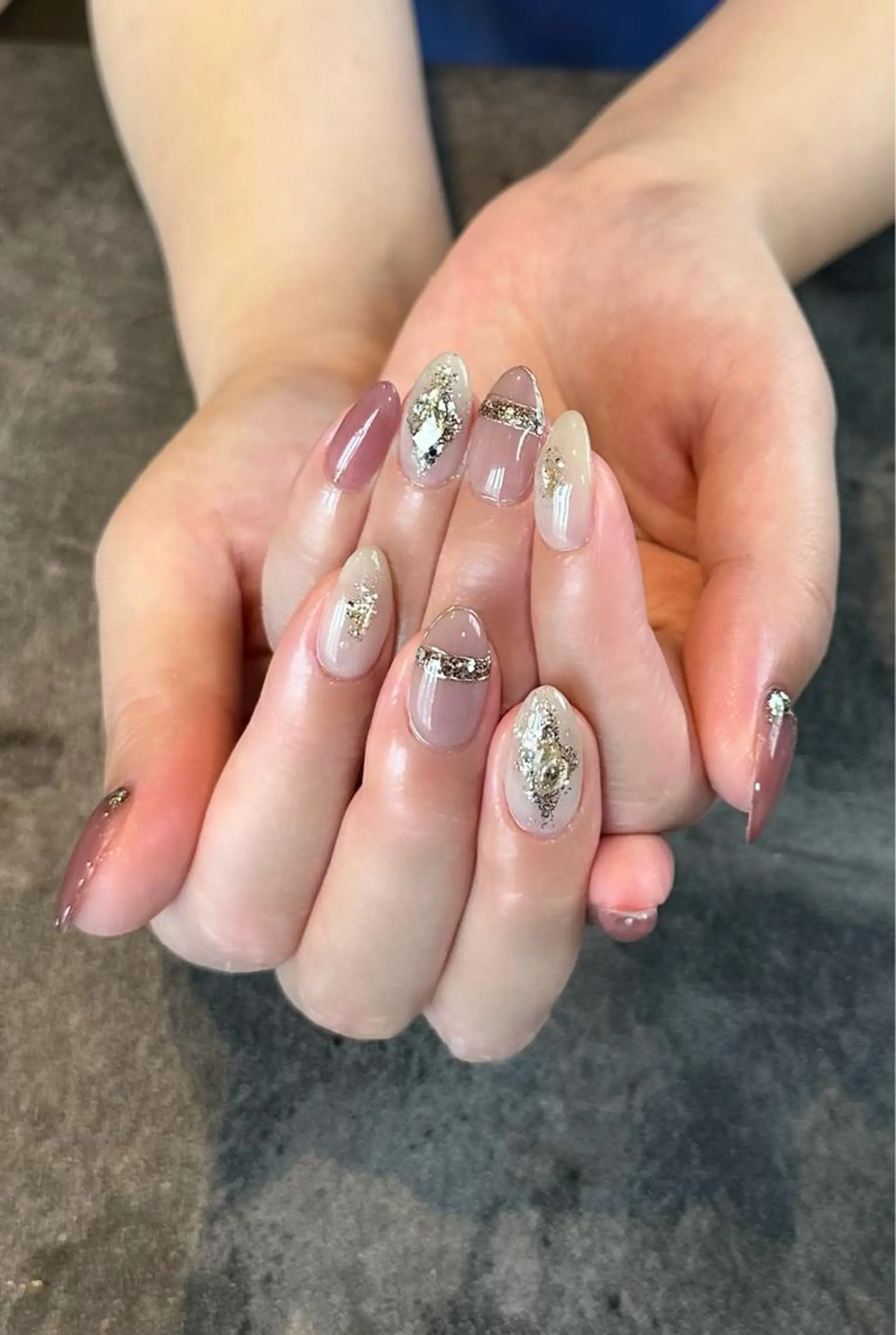 ネイル フラワーネイル フレンチネイル ジェルネイル ガラスフレンチ 大理石ネイル(マーブル) nail salon amanoのネイルデザイン
