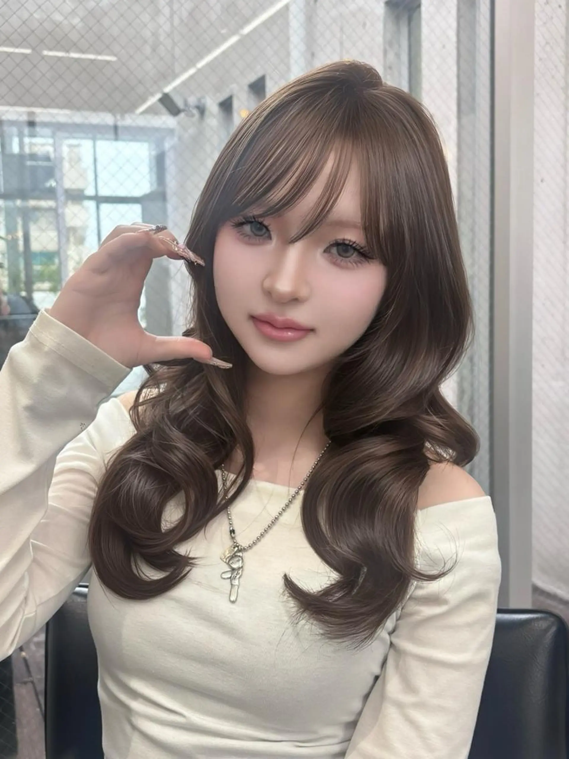 カラー セミロング アッシュ アッシュブラウン ブラウンカラー ダブルカラー ヘアカラー 韓国ヘア💖Wカラー 💖透明感カラー💖のヘアスタイル