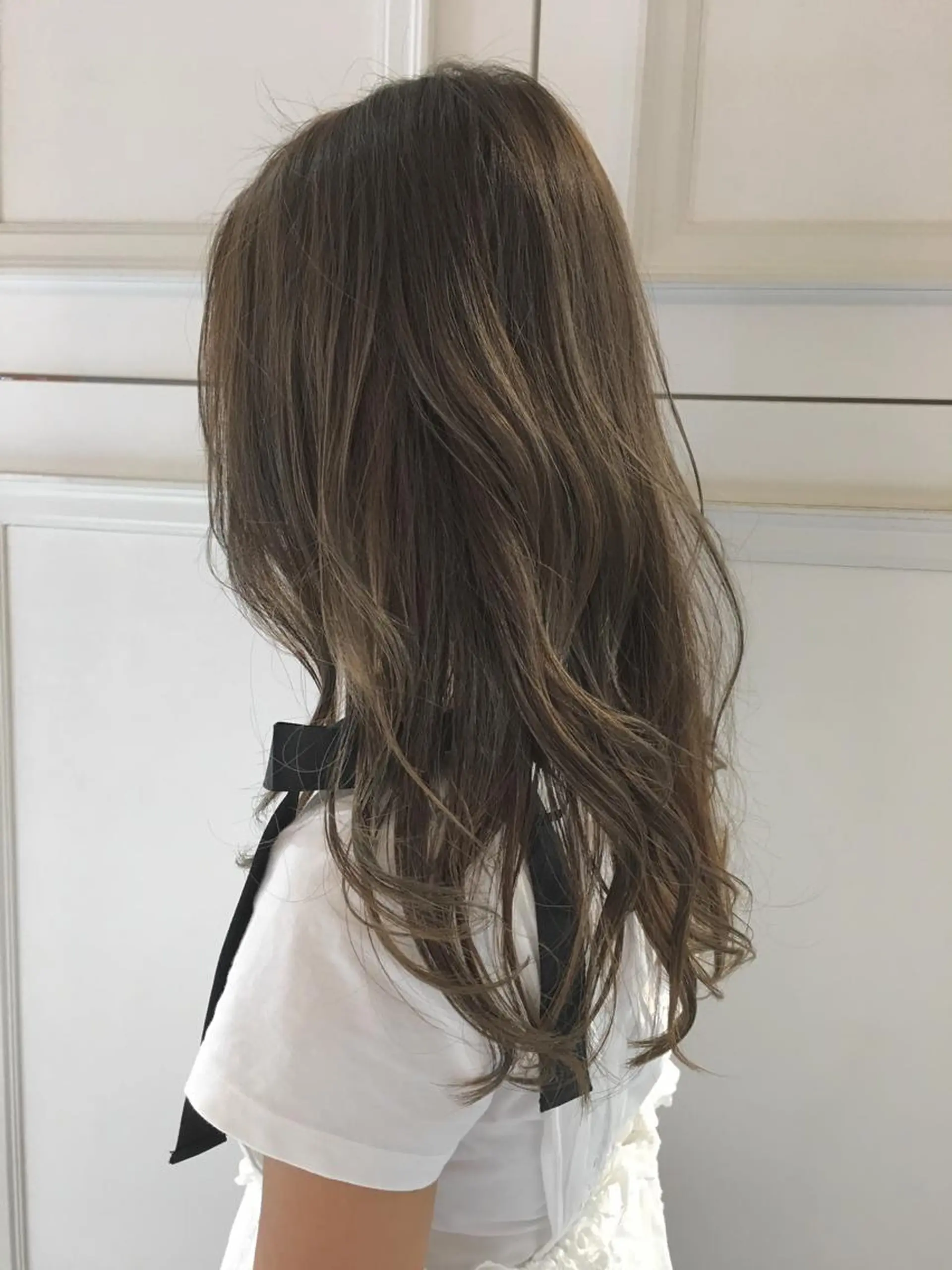 ロング カラー ヘアアレンジ アディクシーカラー グレージュ レイヤーカット fukuyasu rikaのネイルデザイン